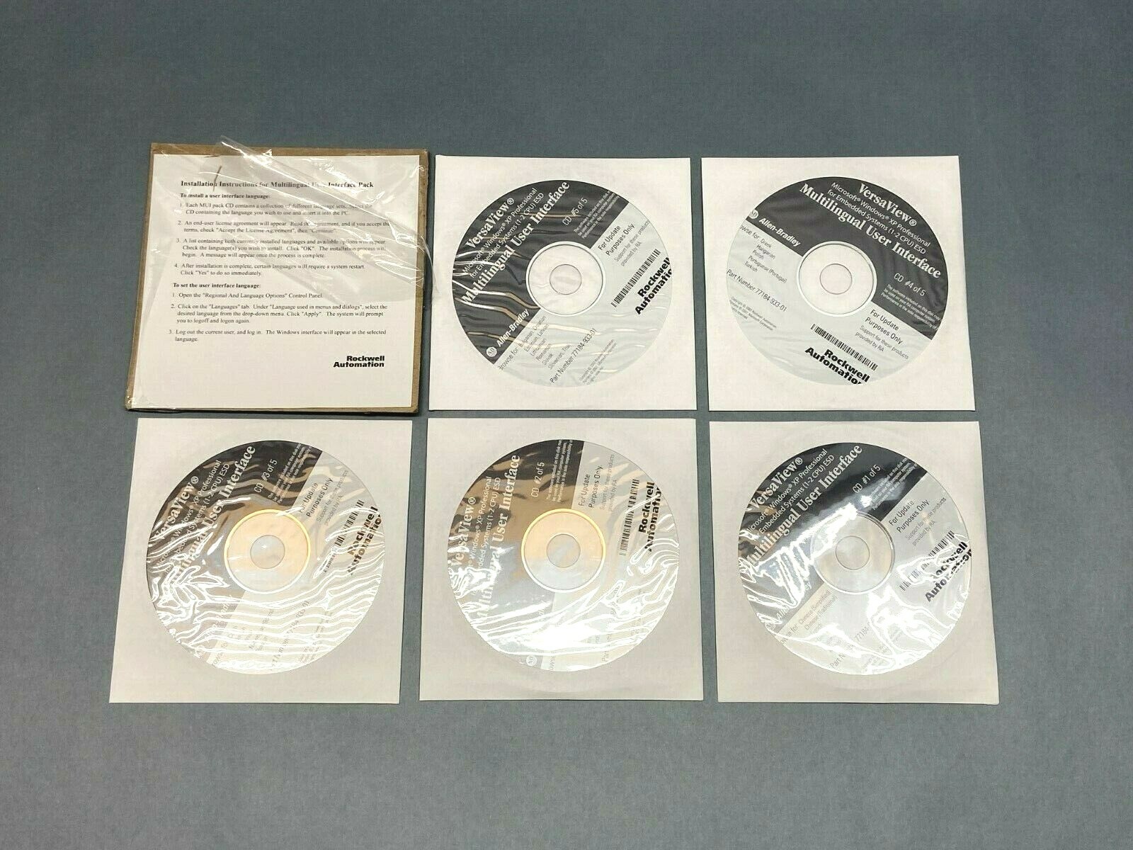 Allen Bradley 77184-933-01 VersaView Multilingual User Interface Series of 5 CDs