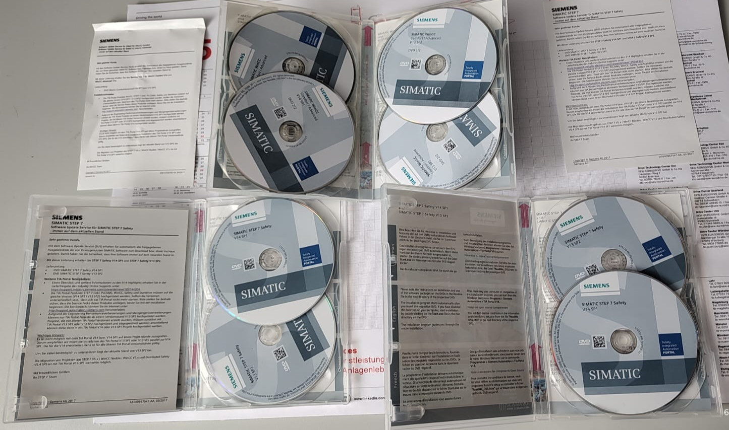 Siemens Simatic TIA V14 SP1 Complete Step7, WinCC, Safety – 8 Discs No Licenses.