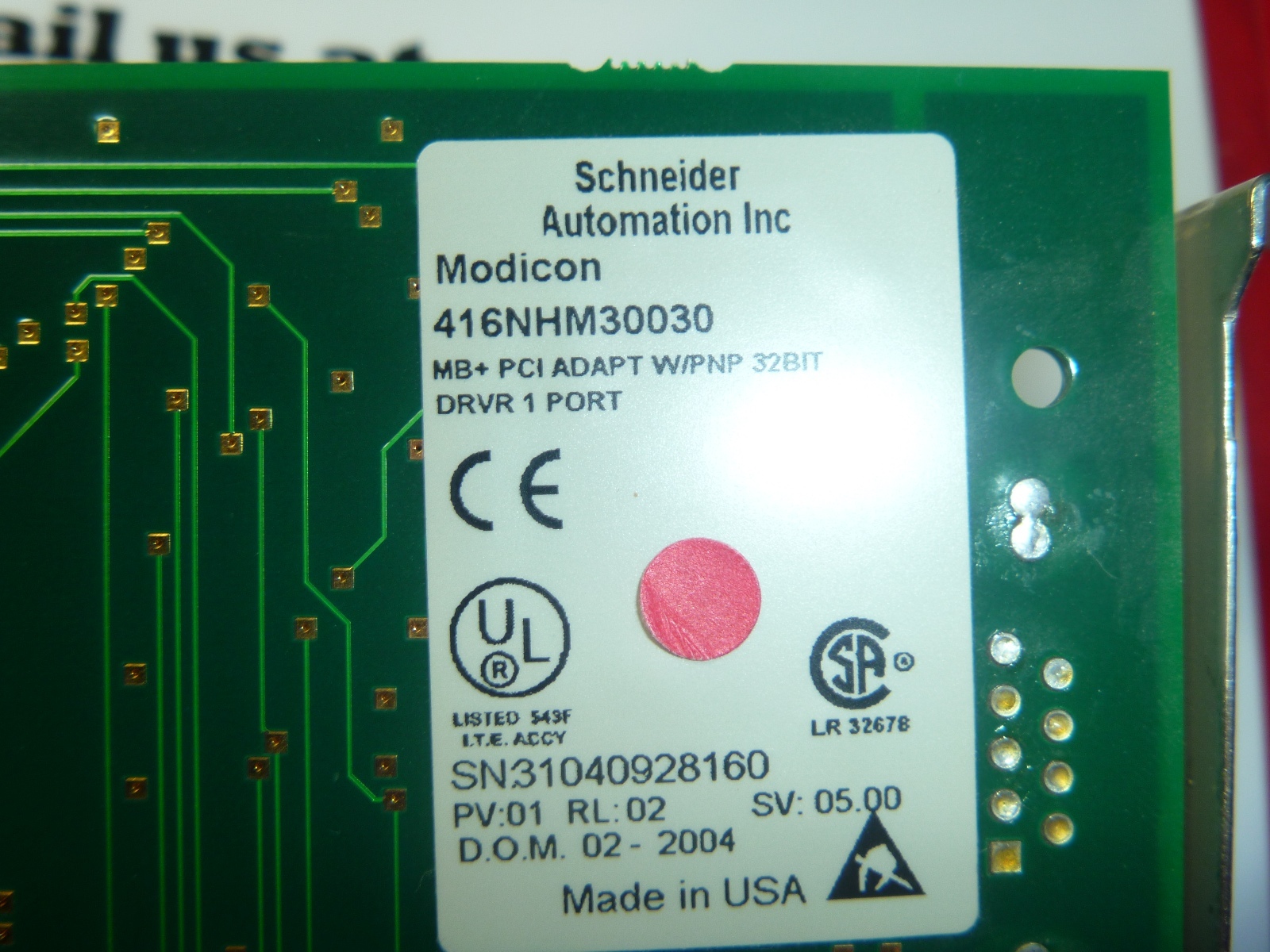 416NHM30030 Used Modicon PCMCIA MB+ Adapter with Driver Software 416-NHM-300-30