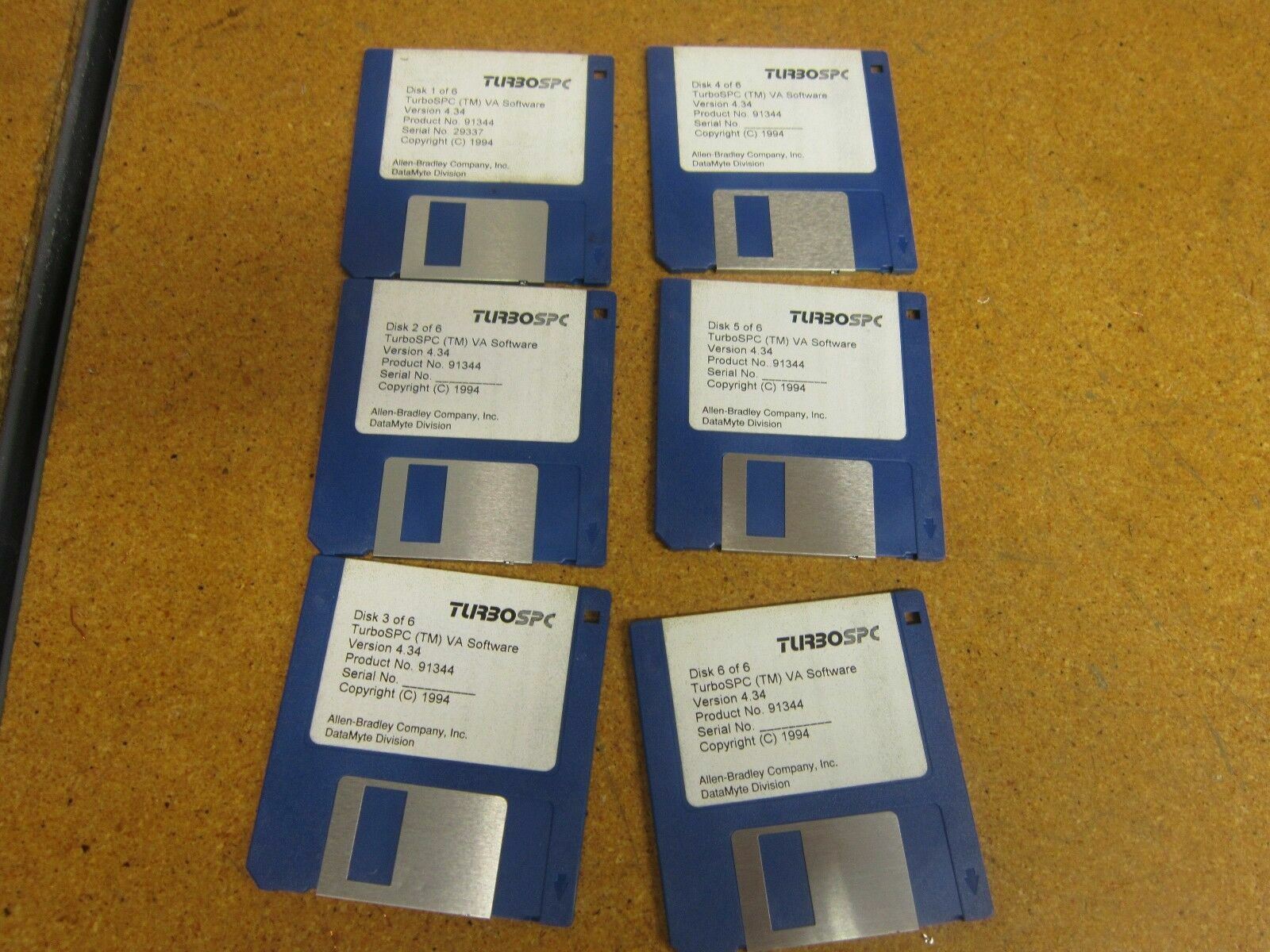 Allen Bradley TURBOSPC (TM) VA Software Version 4.34 6 Disks Total