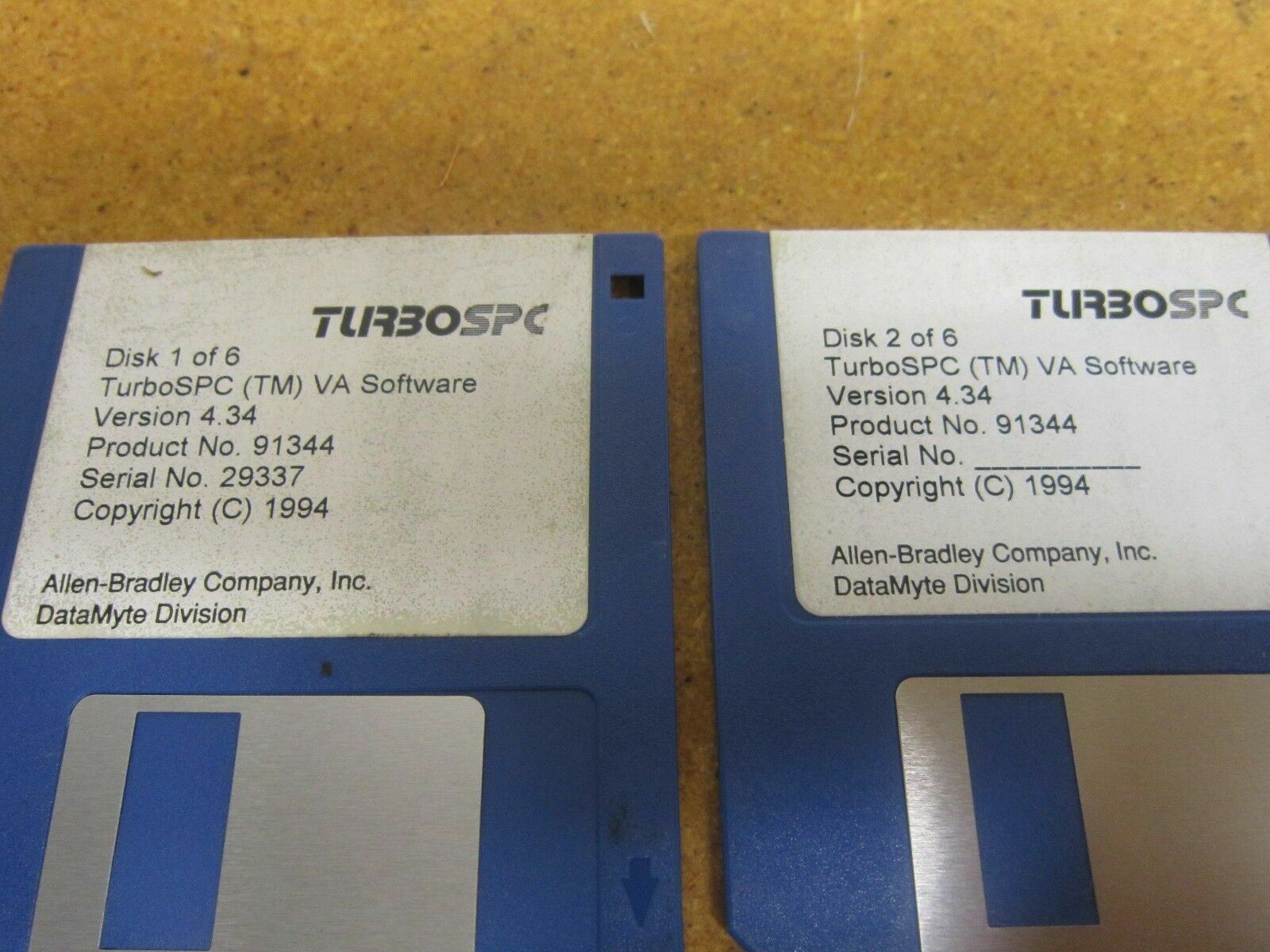 Allen Bradley TURBOSPC (TM) VA Software Version 4.34 6 Disks Total