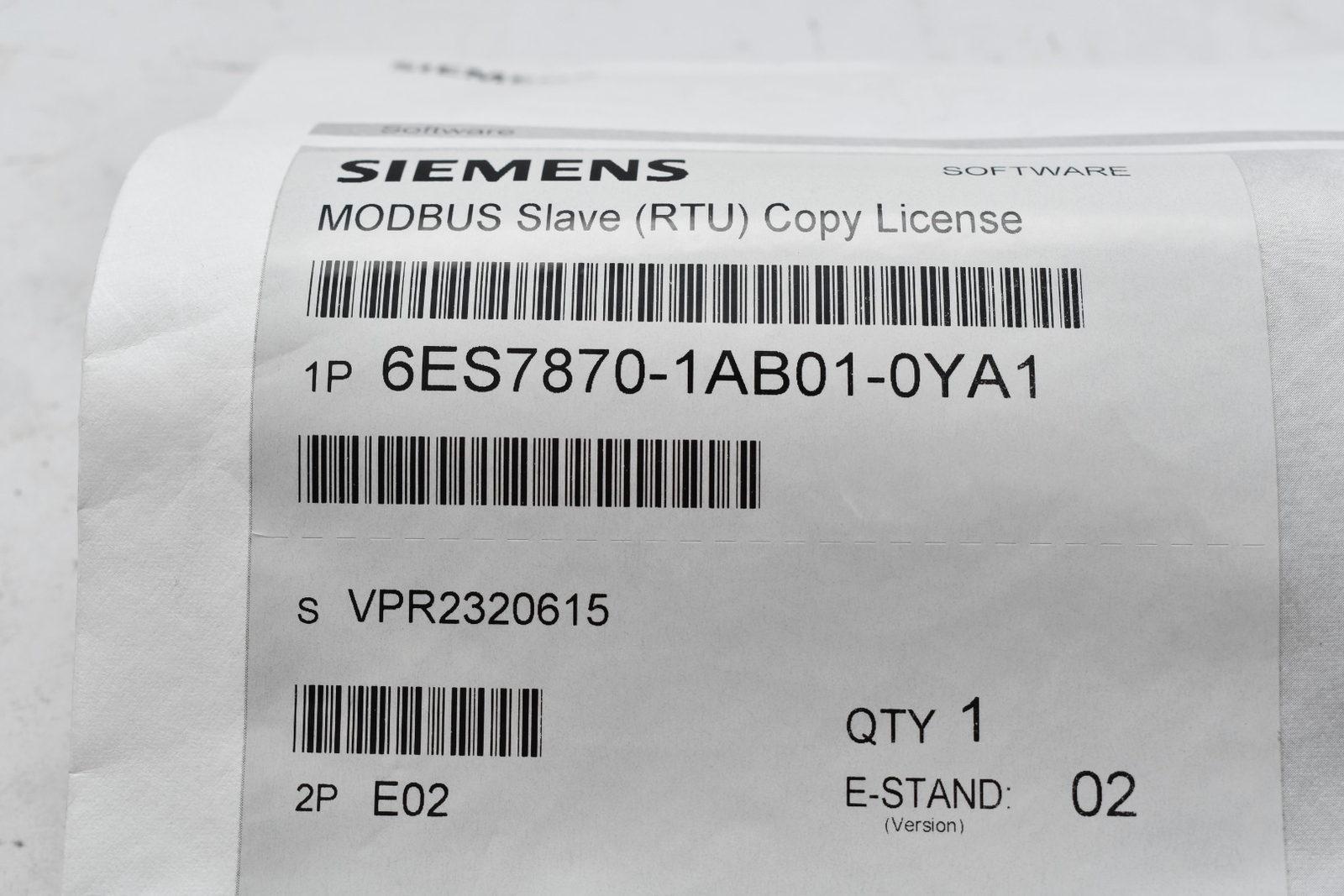 NEW SIEMENS 6ES7870-1AB01-0YA1 SIMATIC S7, slave MODBUS V3.1 Single License for
