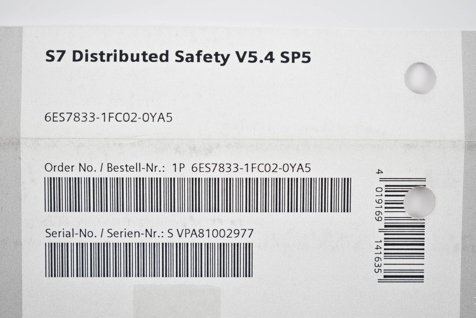 Siemens S7 Distributed SafetyV5.4 SP5 6ES7833-1FC02-0YA5 ( 6ES7 833-1FC02-0YA5 )