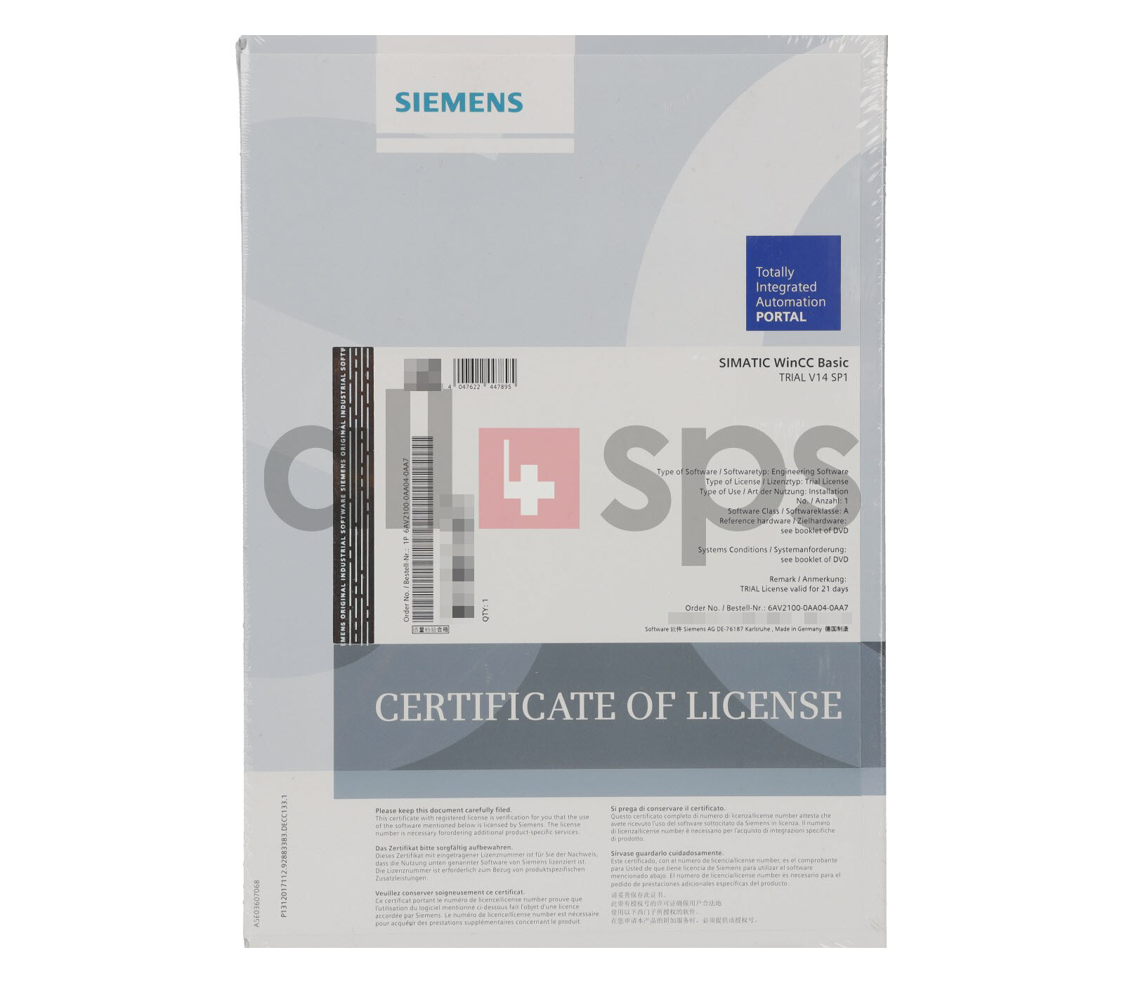 SIMATIC WINCC BASIC TRIAL V14 SP1 – 6AV2100-0AA04-0AA7 (NS)