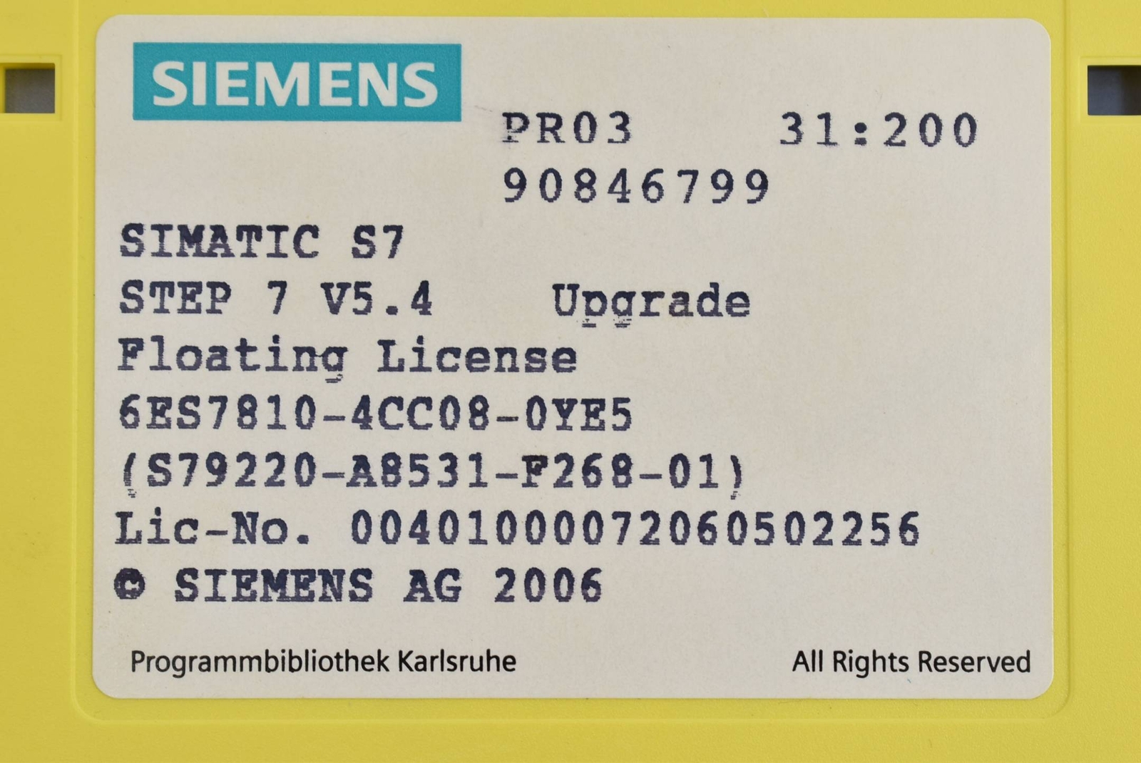 Siemens simatic S7 V5.4 Upgrade 6ES7 810-4CC08-0YE5 ( 6ES7810-4CC08-0YE5 )