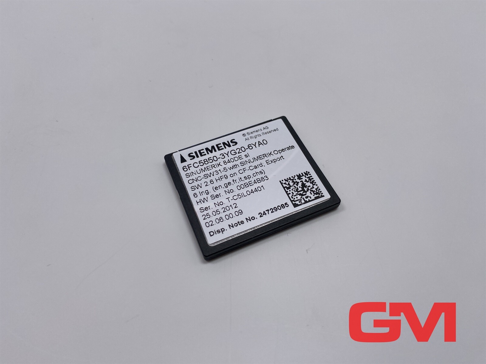 Siemens Card 6FC5850-3YG20-6YA0 SINUMERIK 840DE SL CNC-SW31-5 SW 2.6 HF9