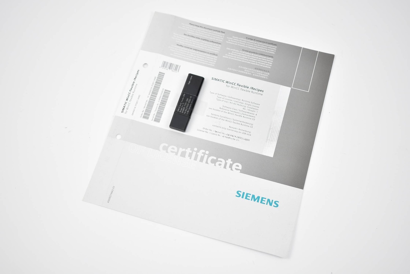 Siemens Simatic WinCC Flexible / Recipes 6AV6618-7FD01-3AB0 // 6AV6 618-7FD01-3AB0