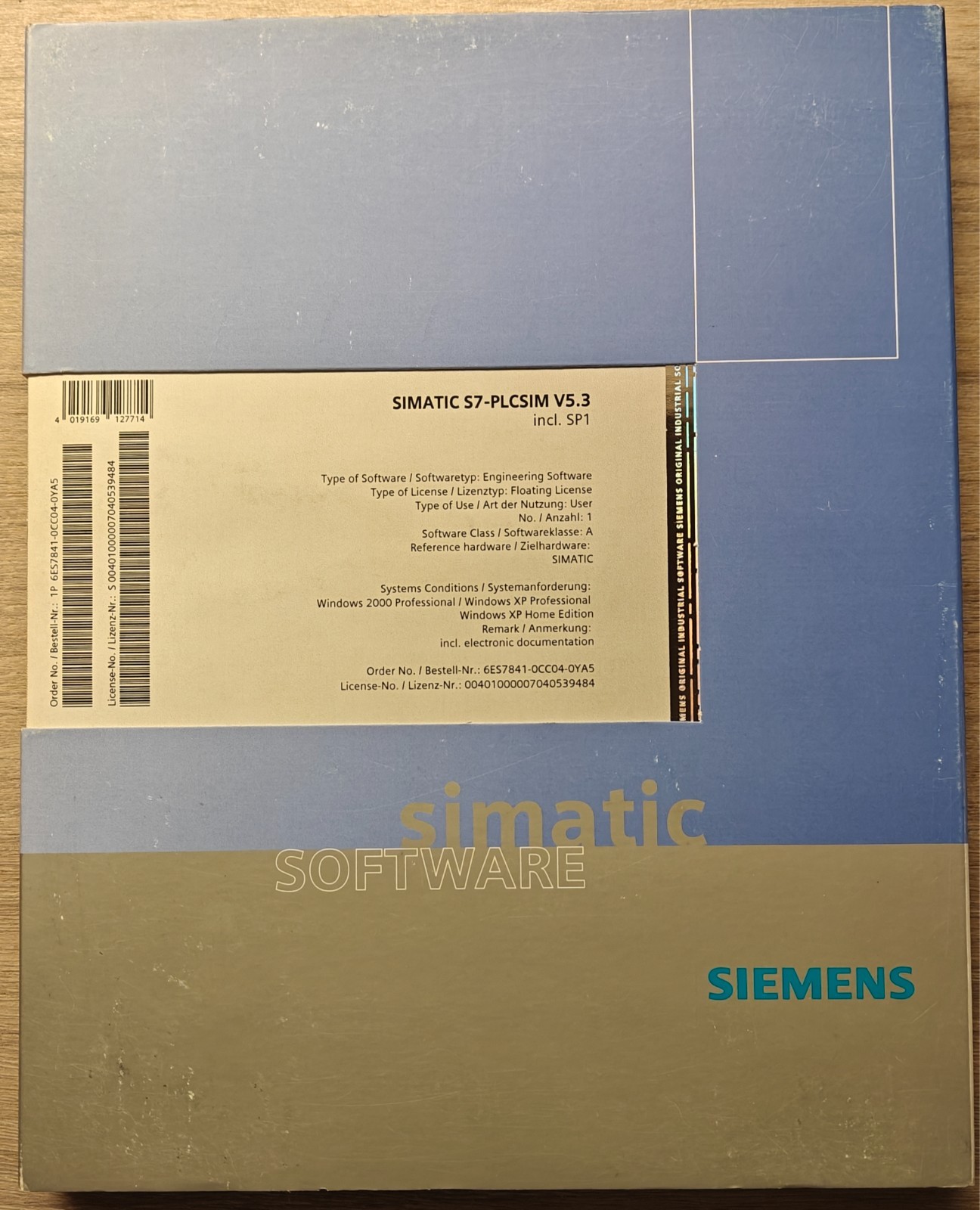 6ES7841-0CC04-0YA5 SIMATIC S7-PLCSIM V5.3
