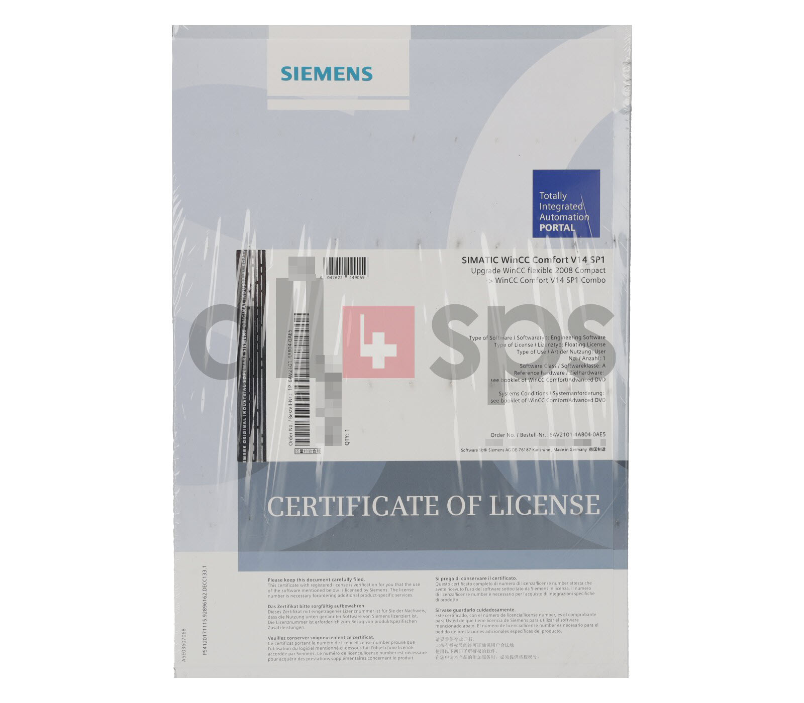 SIMATIC WINCC COMFORT UPGRADE WINCC V14 SP1 – 6AV2101-4AB04-0AE5 (NS)