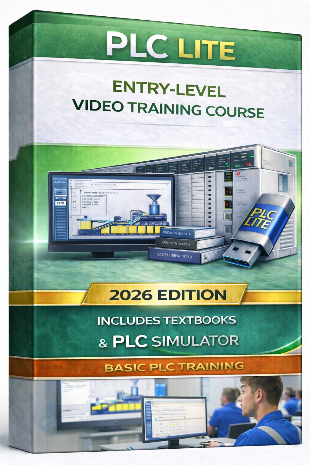 PLC Training LITE Course | Video Training, SIMULATOR & Books | USB 2026 Edition