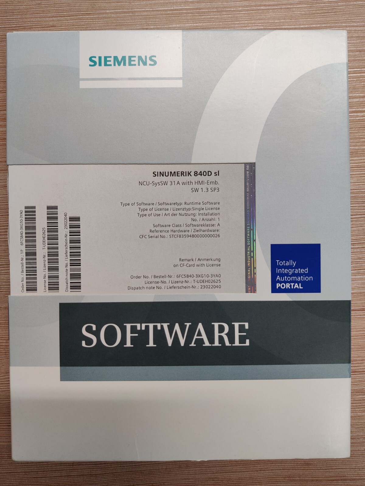 Siemens SINUMERIK 840D SL CNC Software 6FC5840-3XG10-3YA0
