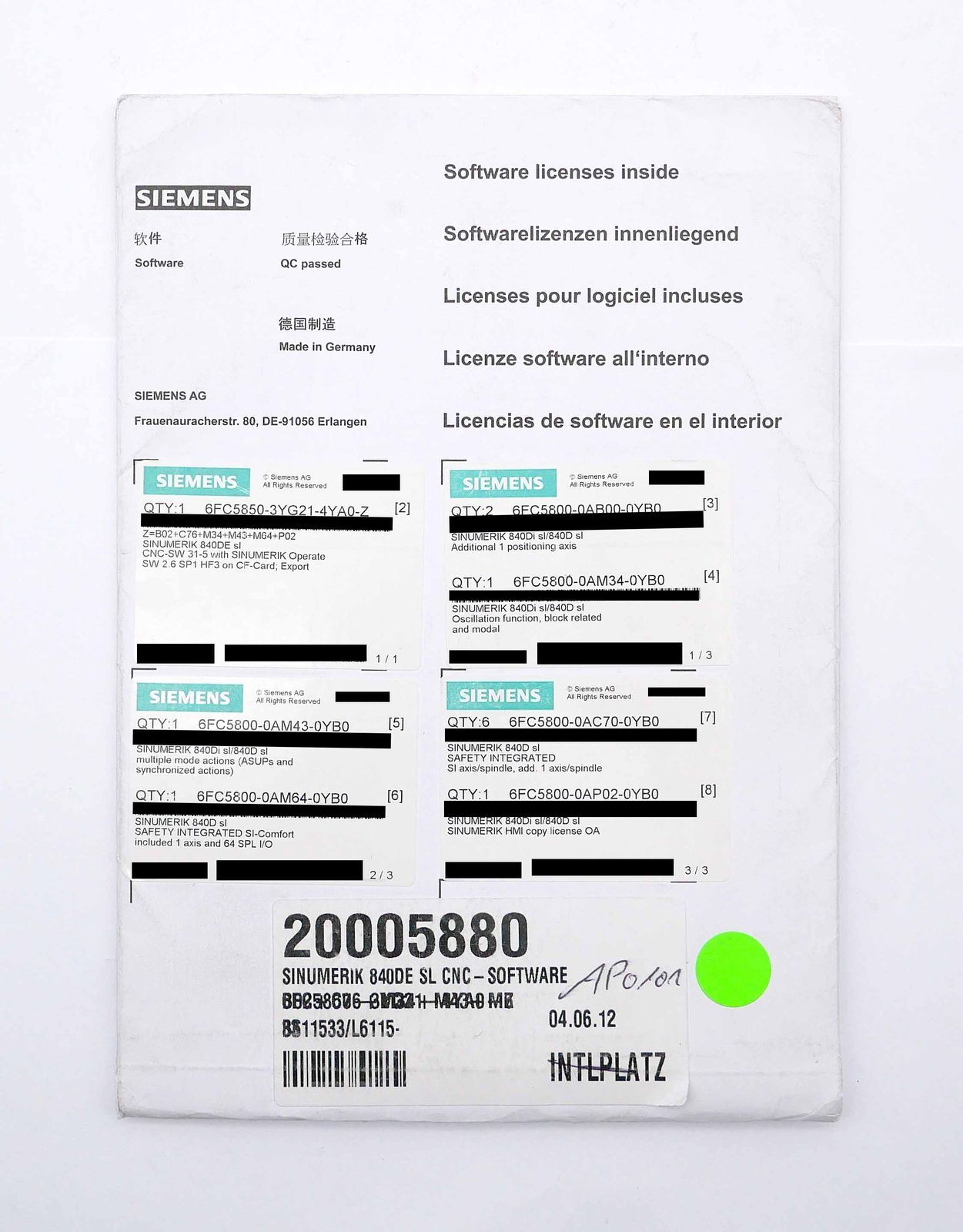 Siemens SINUMERIK 840DE sl 6FC5850-3YG21-4YA0-Z Z=B02+C76+M34+M64+P02 -sealed-