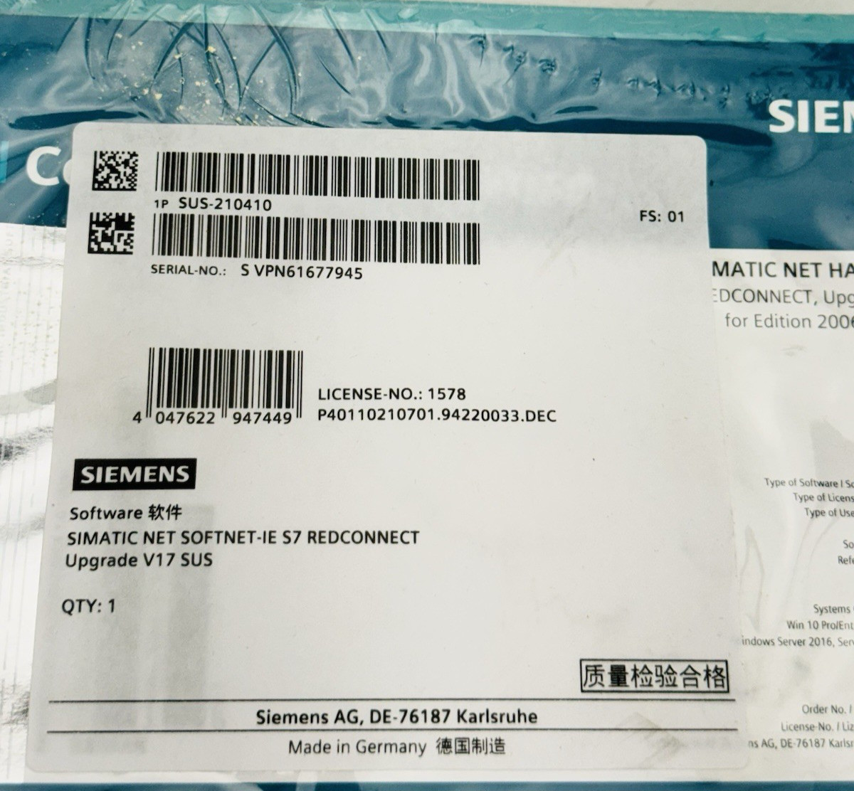 New! SIEMENS 6GK1716-0HB00-3AE0 S7 Reconnect SUS Simatic Net V17* WARRANTY*