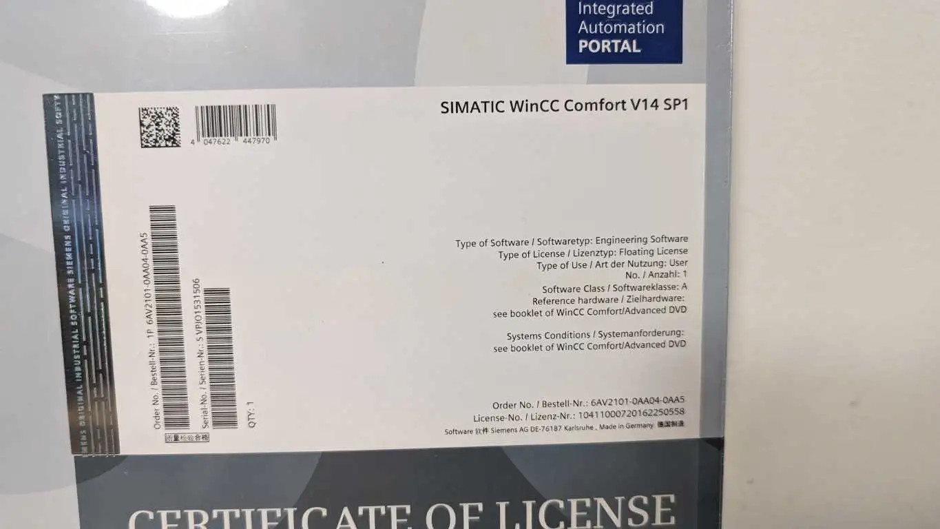 Siemens 6AV2101-0AA04-0AA5 SIMATIC WinCC Comfort V14 SP1 Factory Sealed