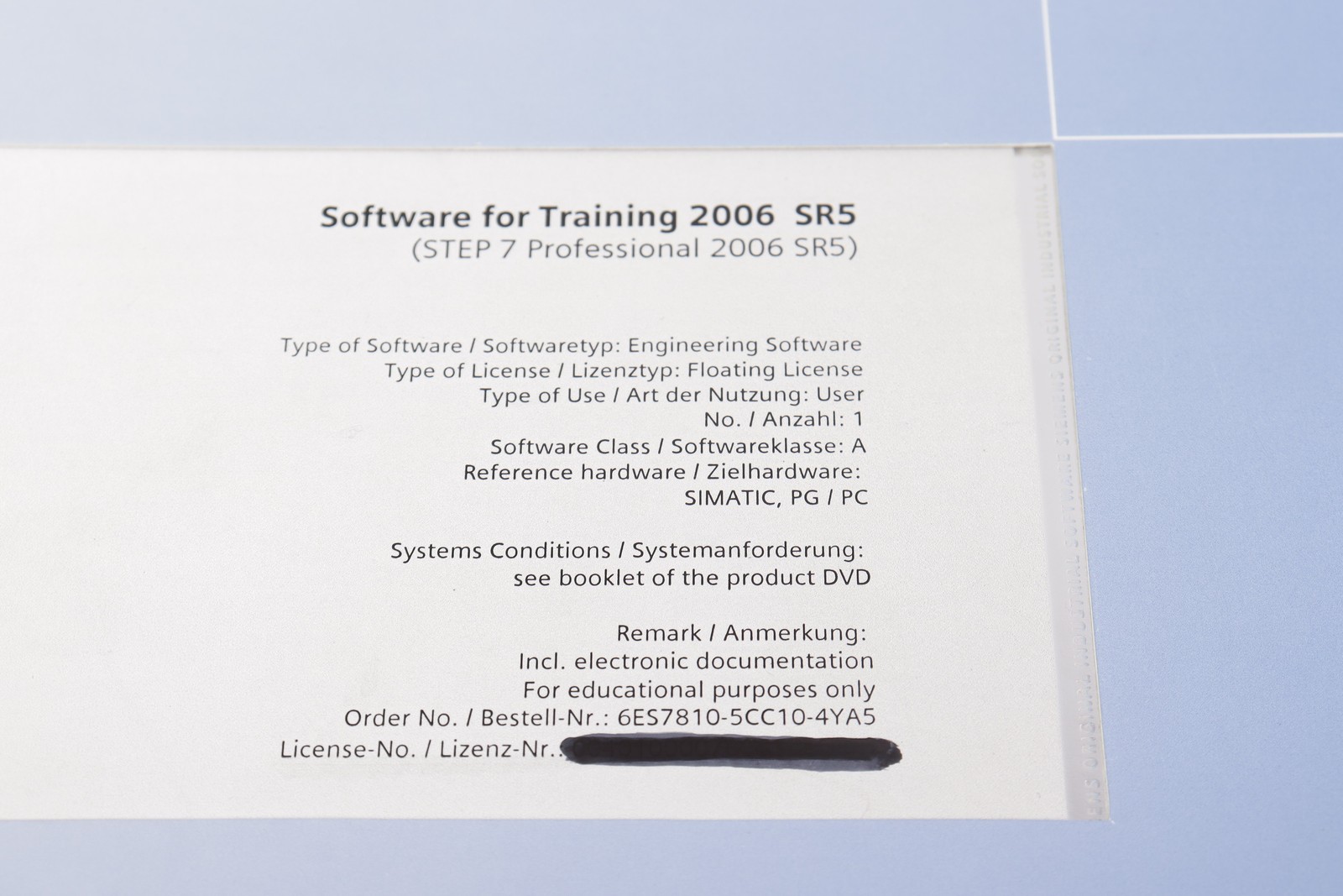 SIEMENS SIMATIC S7 Software for Training 2006 SR5 6ES7810-5CC10-4YA5 -2200358