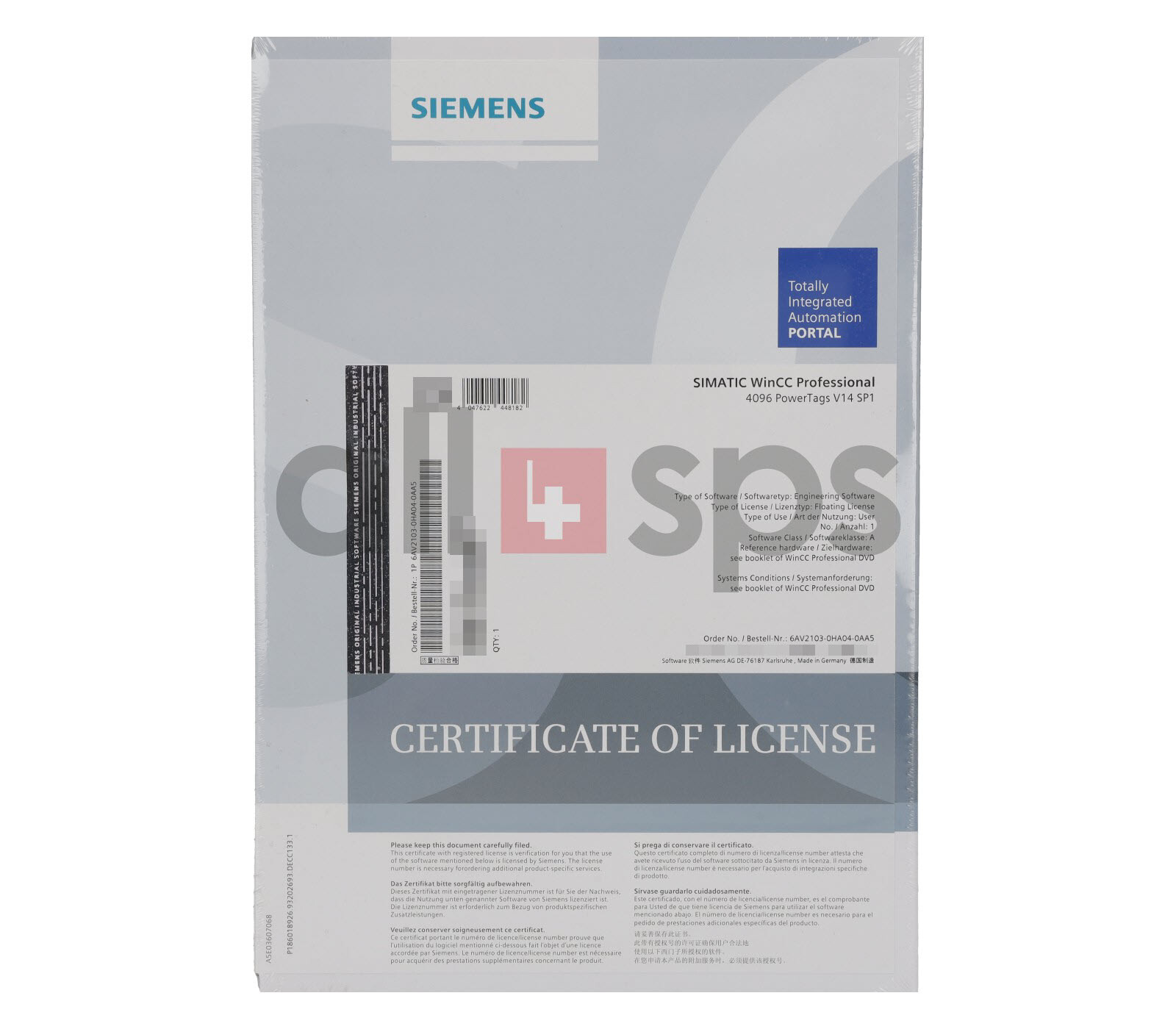 SIMATIC WINCC PROFESSIONAL 4096 POWER TAGS V14 SP1 – 6AV2103-0HA04-0AA5 (NS)