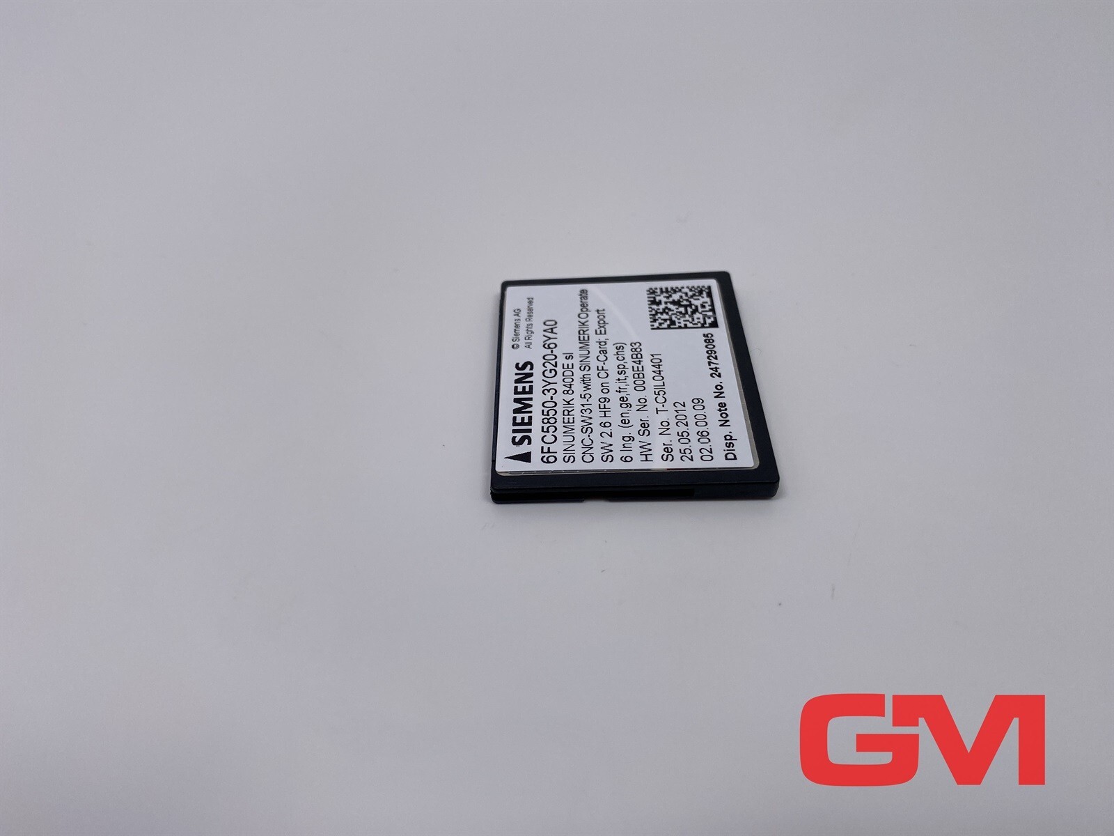 Siemens Card 6FC5850-3YG20-6YA0 SINUMERIK 840DE SL CNC-SW31-5 SW 2.6 HF9