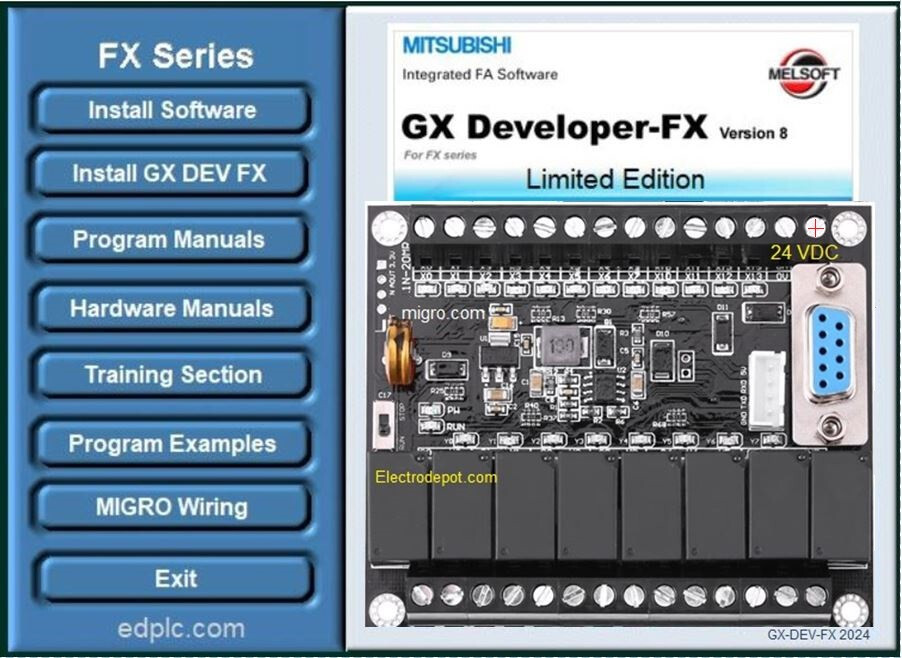 PLC Starter Kit Professional Programmable Controller, Ladder Logic Software 12V