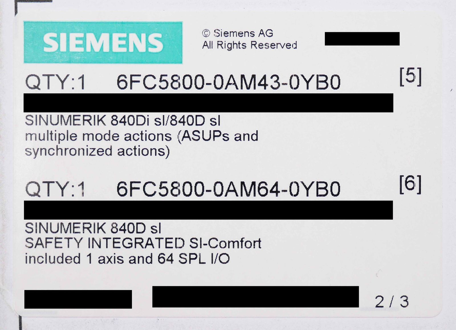 Siemens SINUMERIK 840DE sl 6FC5850-3YG21-4YA0-Z Z=B02+C76+M34+M64+P02 -sealed-