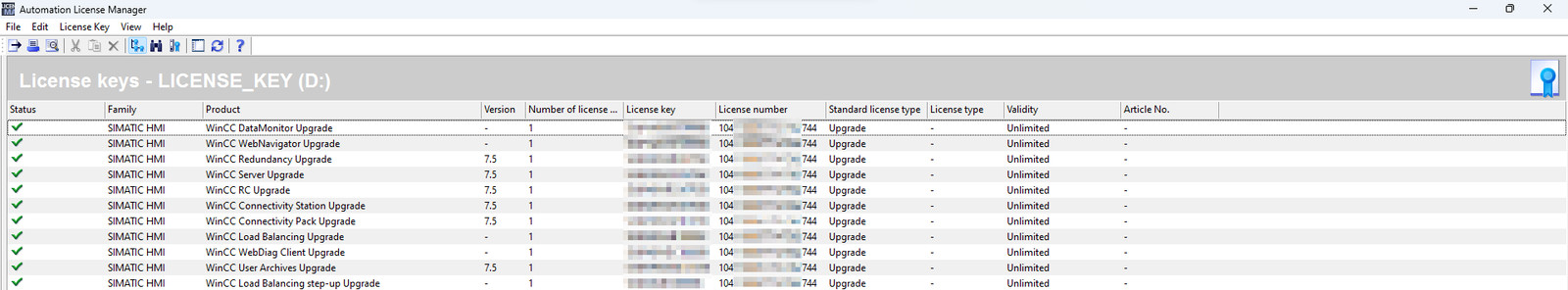 SIMATIC WINCC RC UPGR. TOV7.5 SP2 USB ONLY NO LIC.PAPER, 6AV6381-2AB07-5AX3 (NO)