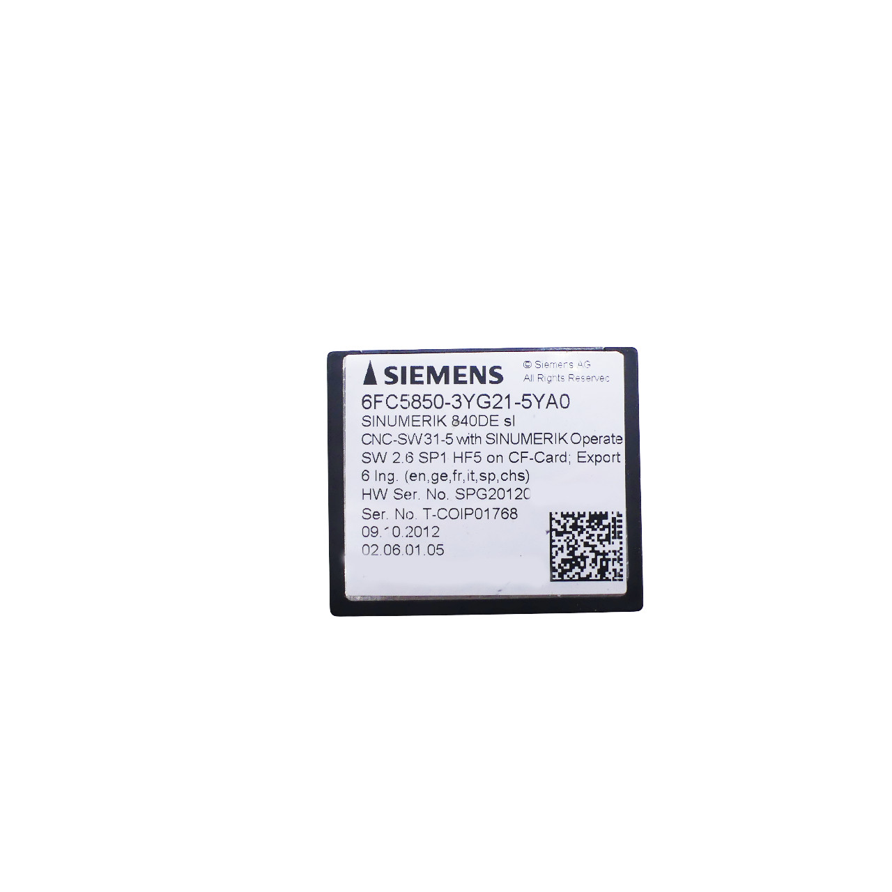 SIEMENS SINUMERIK 6FC5850-3YG21-5YA0 6FC5 850-3YG21-5YA0 CNC Software -used-