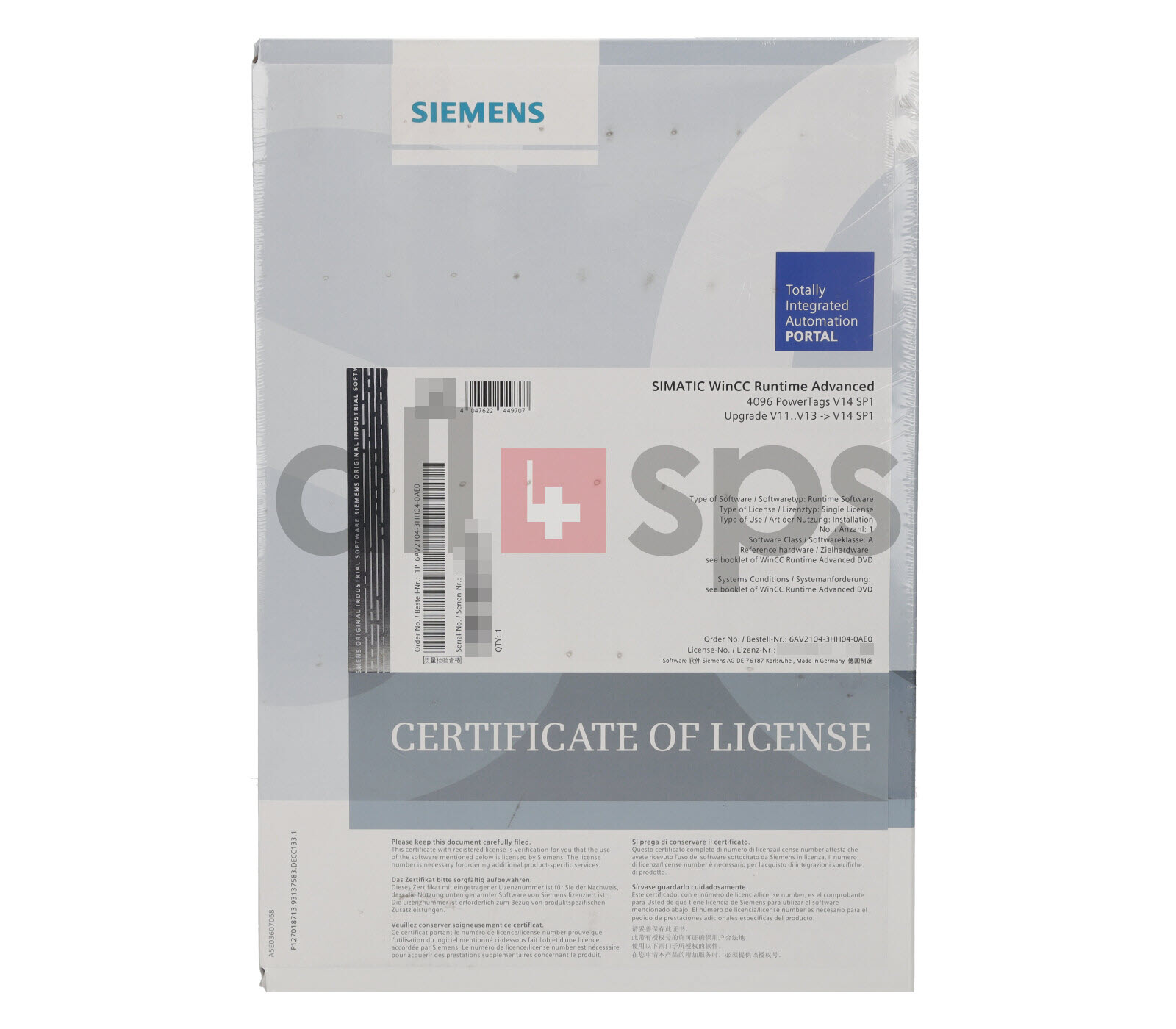 SIMATIC WINCC RT ADVANCED 4096 POWERTAGS V14 SP1 – 6AV2104-3HH04-0AE0 (NS)