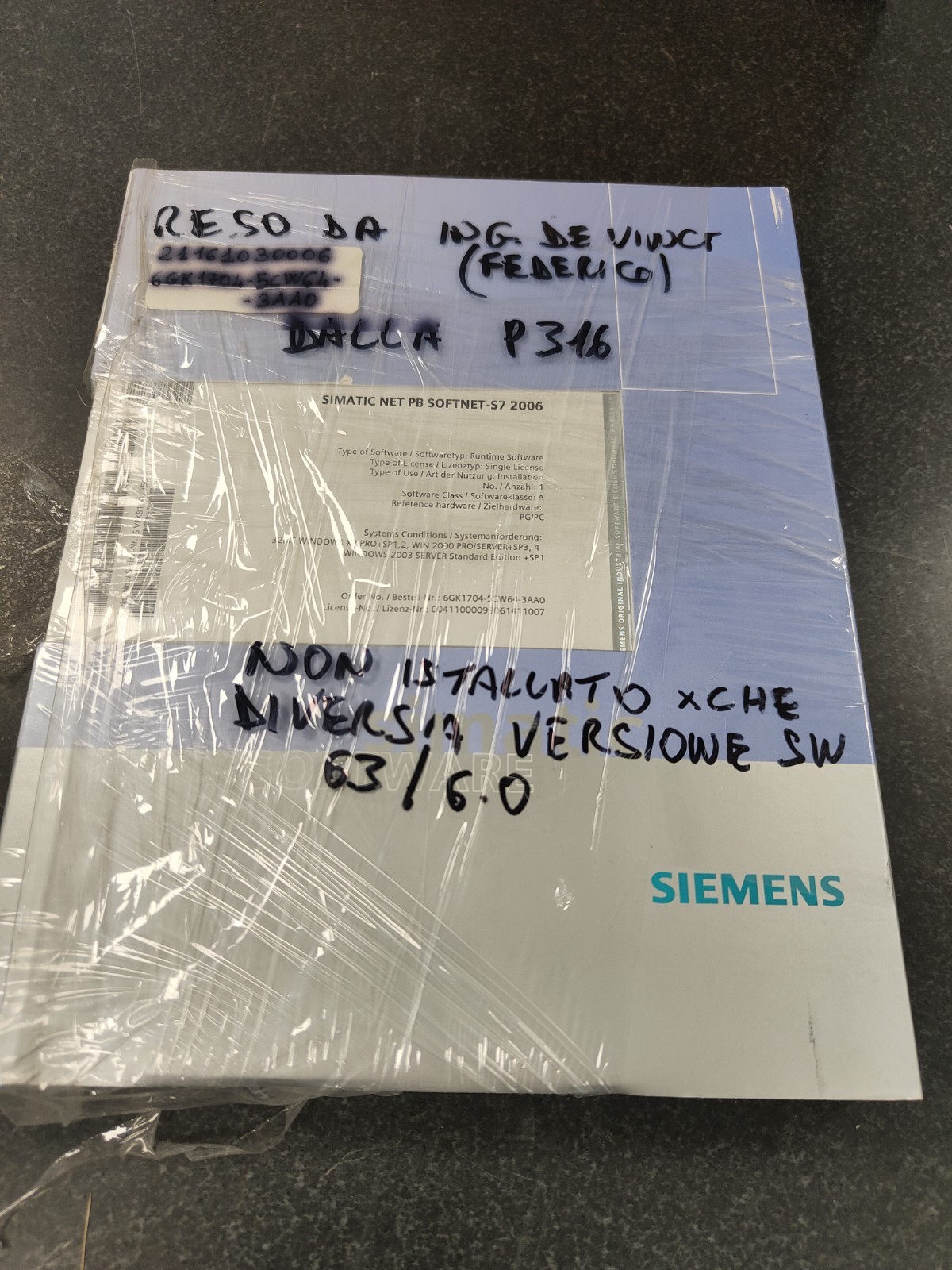 SIEMENS 6GK1704-5CW64-3AA0 SIMATIC NET PB SOFTNET-S7/2006