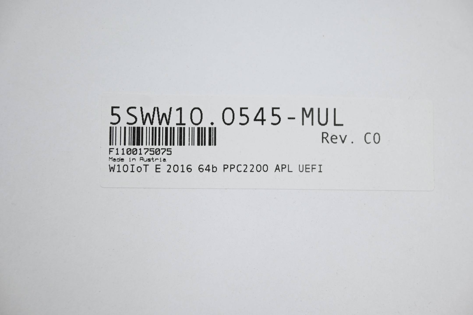B&R Automation Windows 10 IoT Enterprise 2016 64-bit ( 5SWW10.0545-MUL ) Rev C0