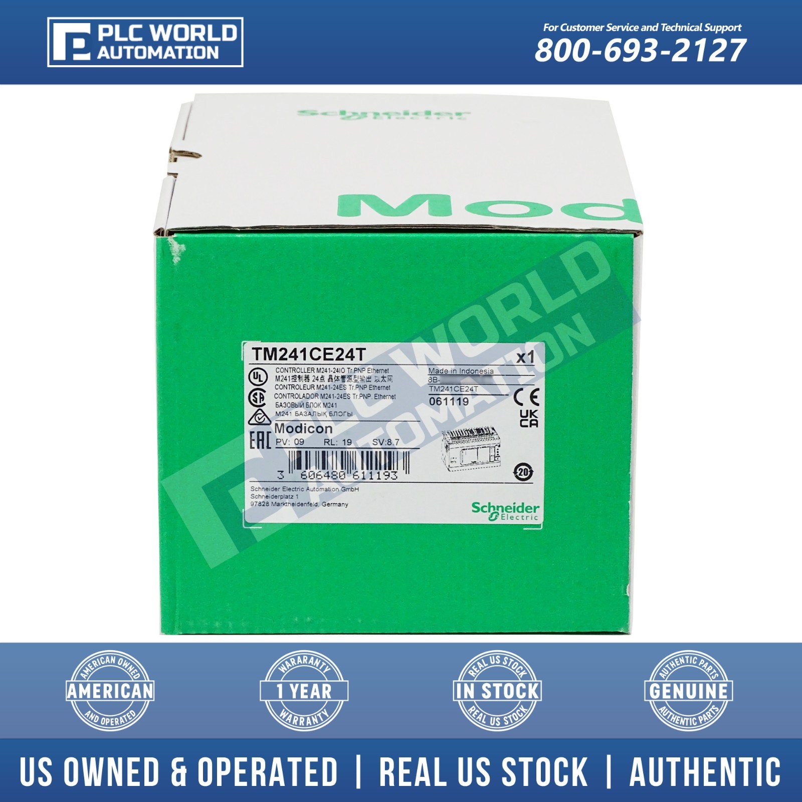 Schneider Electric TM241CE24T Modicon M241, PNP Transistor Outputs, Brand New