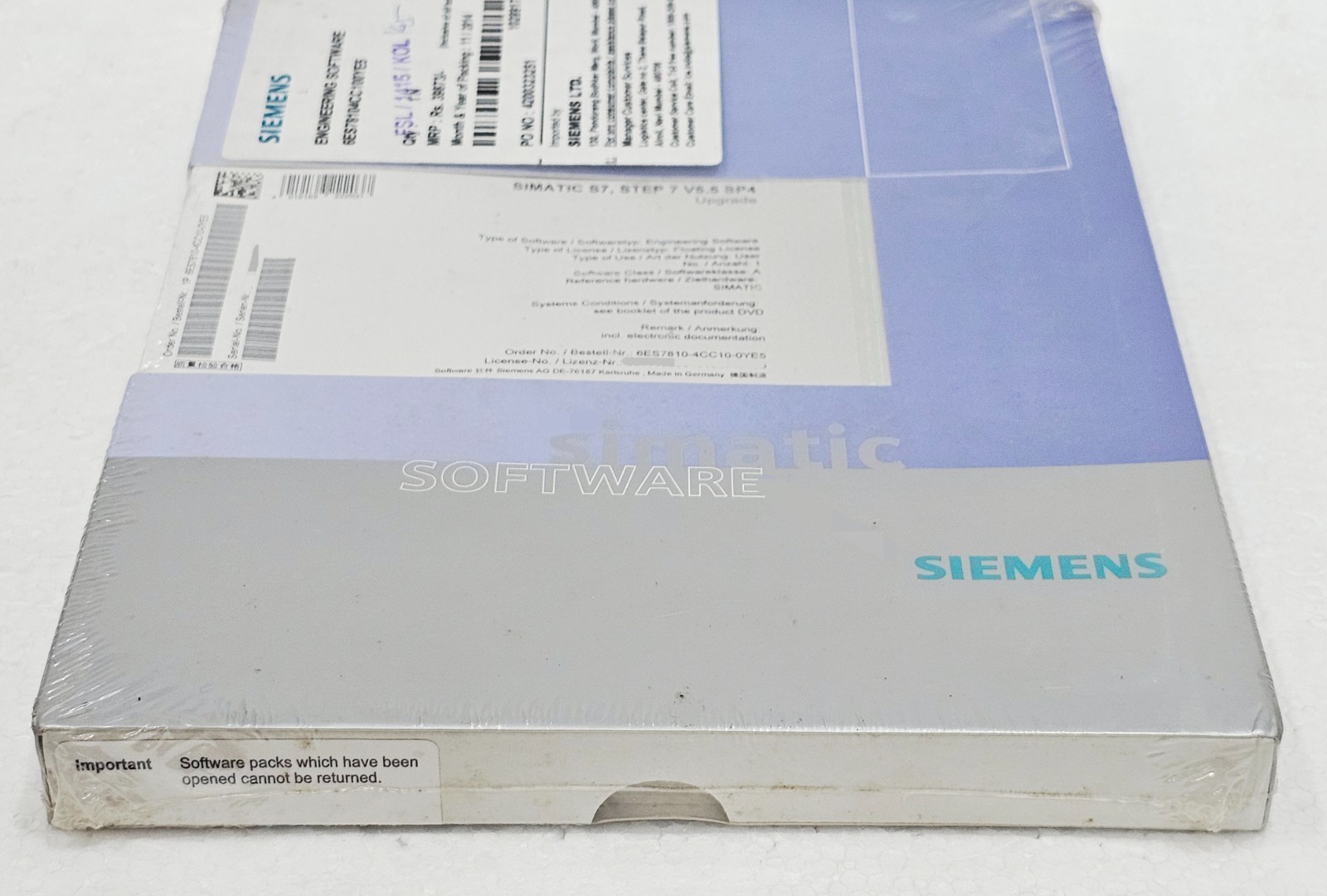 SIEMENS SIMATIC S7, STEP 7 V5.5 SP4 Upgrade software 6ES7810-4CC10-0YE5