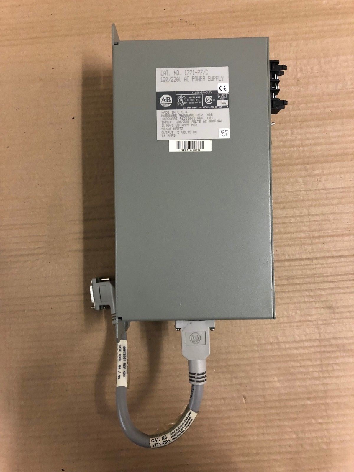 ALLEN BRADLEY 1771-P7/C 120V 220C AC POWER SUPPLY 30 AMP KMGM