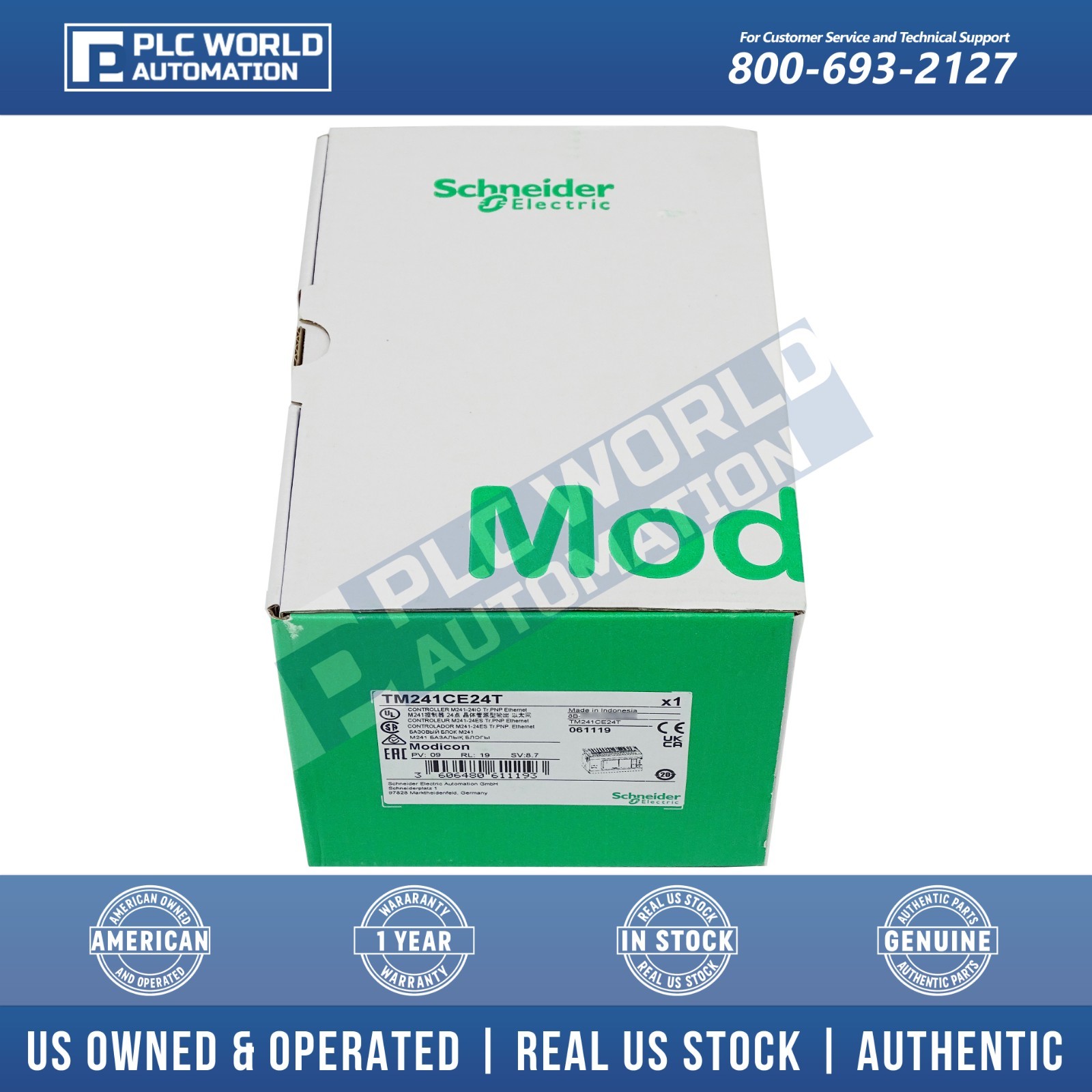 Schneider Electric TM241CE24T Modicon M241, PNP Transistor Outputs, Brand New