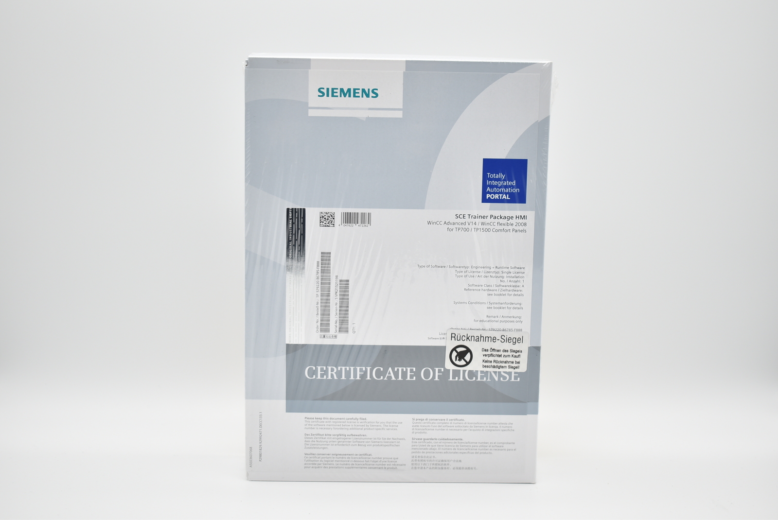 Siemens SCE Trainer Package HMI WinCC S79220-B6785-F888