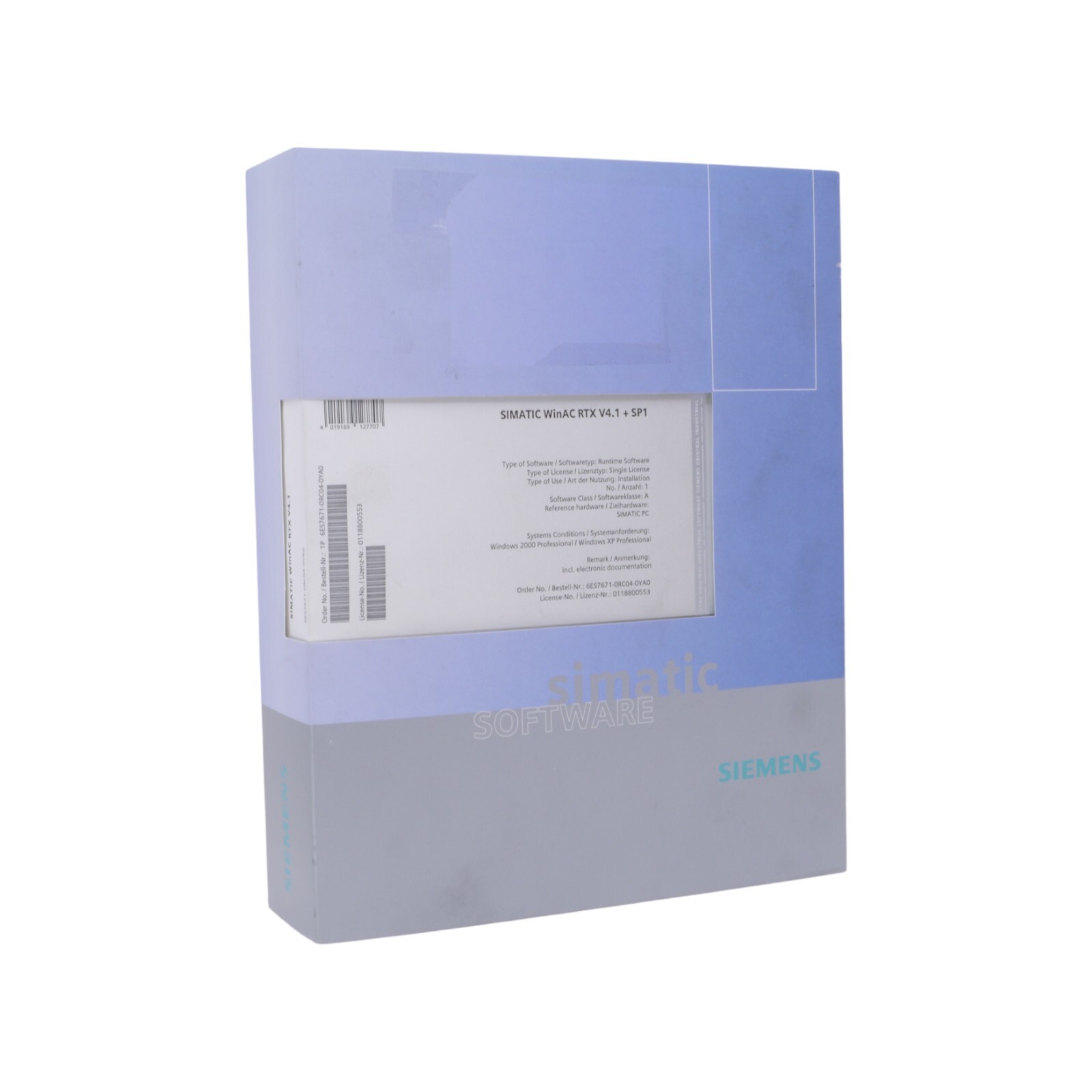 SIEMENS 6ES7671-0RC04-0YA0 SIMATIC WINAC RTX V4.1