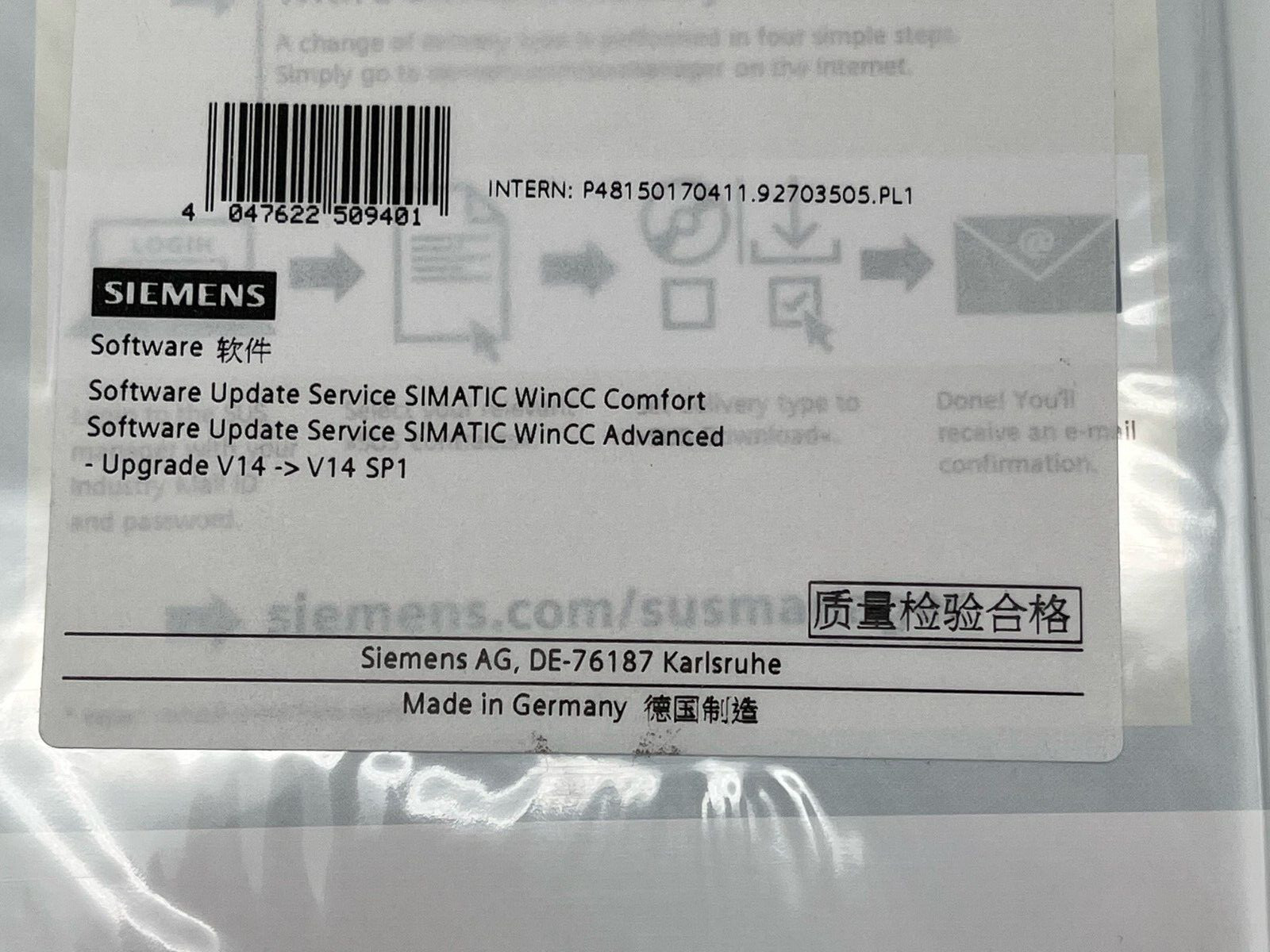 Siemens Simatic Wincc Comfort/Advanced Upgrade V14 Sp1 EWK-SUS1147019 Software