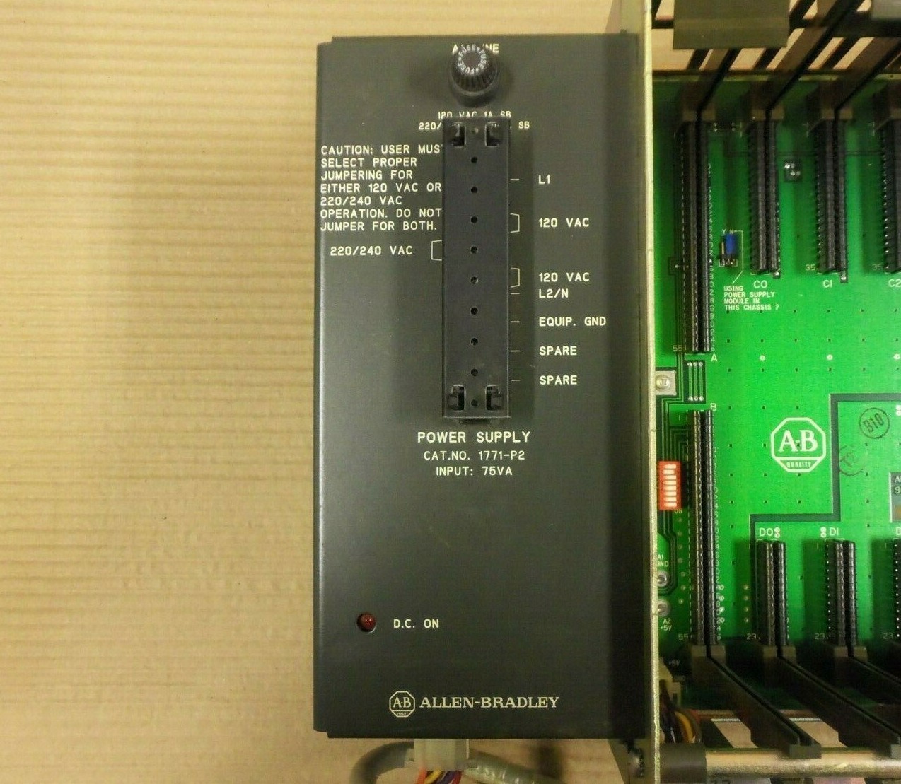 Allen Bradley 1771-A4B 16 Slot I/O Chassis W/ 1771-P2 Power Supply KMGM