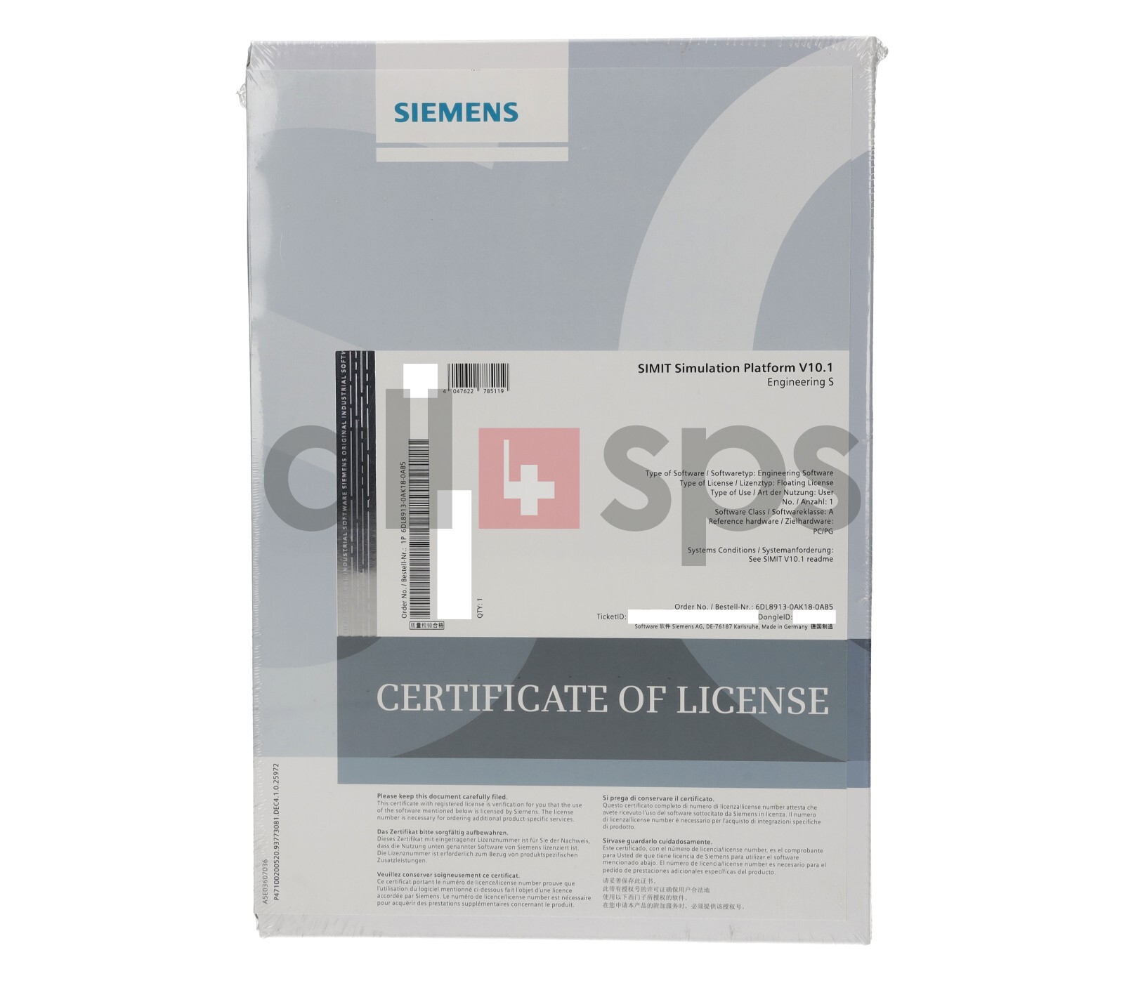 SIMIT SIMULATION PLATFORM V10.1 SOFTWARE ENGINEERING S – 6DL8913-0AK18-0AB5 (NS)