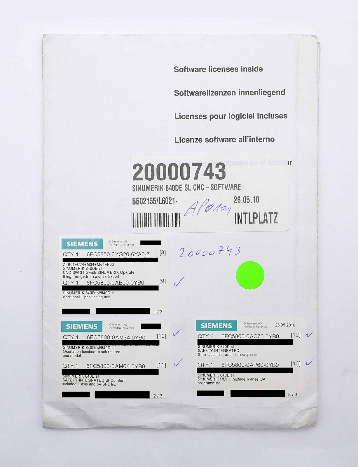 Siemens SINUMERIK 840DE sl 6FC5850-3YG20-6YA0-Z Z=B01+C74+M34+M64+P60 -sealed-