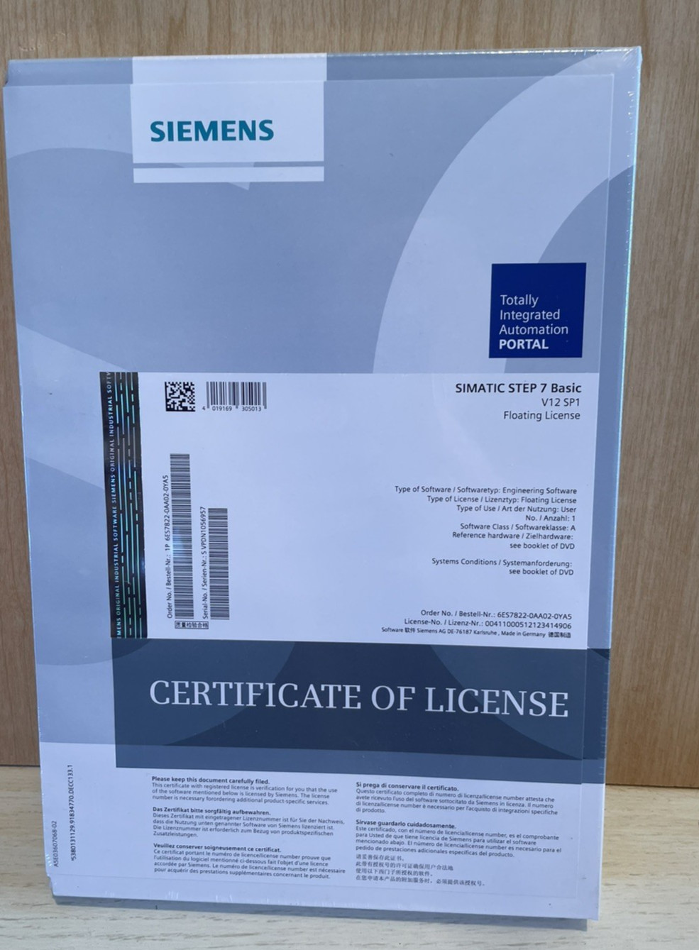 Siemens Simatic Step 7 Basic V12 Software unopened with license 6ES78220AA020YA5