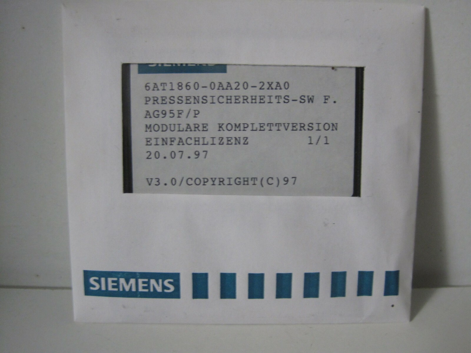 SIEMENS Simatic Software Press Safety AG95F/P 6AT1860-0AA20-2XA0 Sealed
