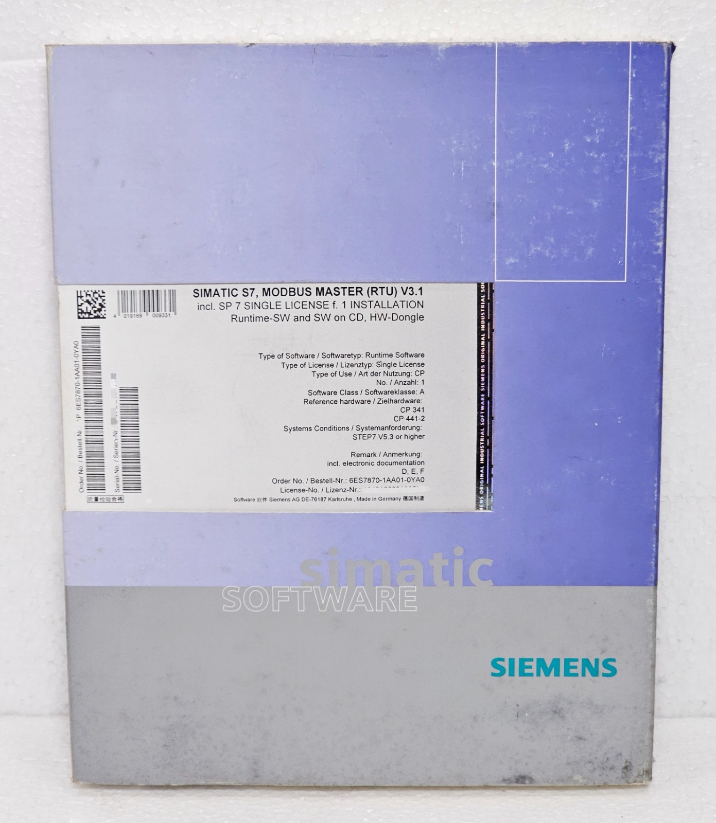 SIEMENS SIMATIC S7, MODBUS MASTER (RTU) V3.1 6ES7870-1AA01-0YA0 Software #1