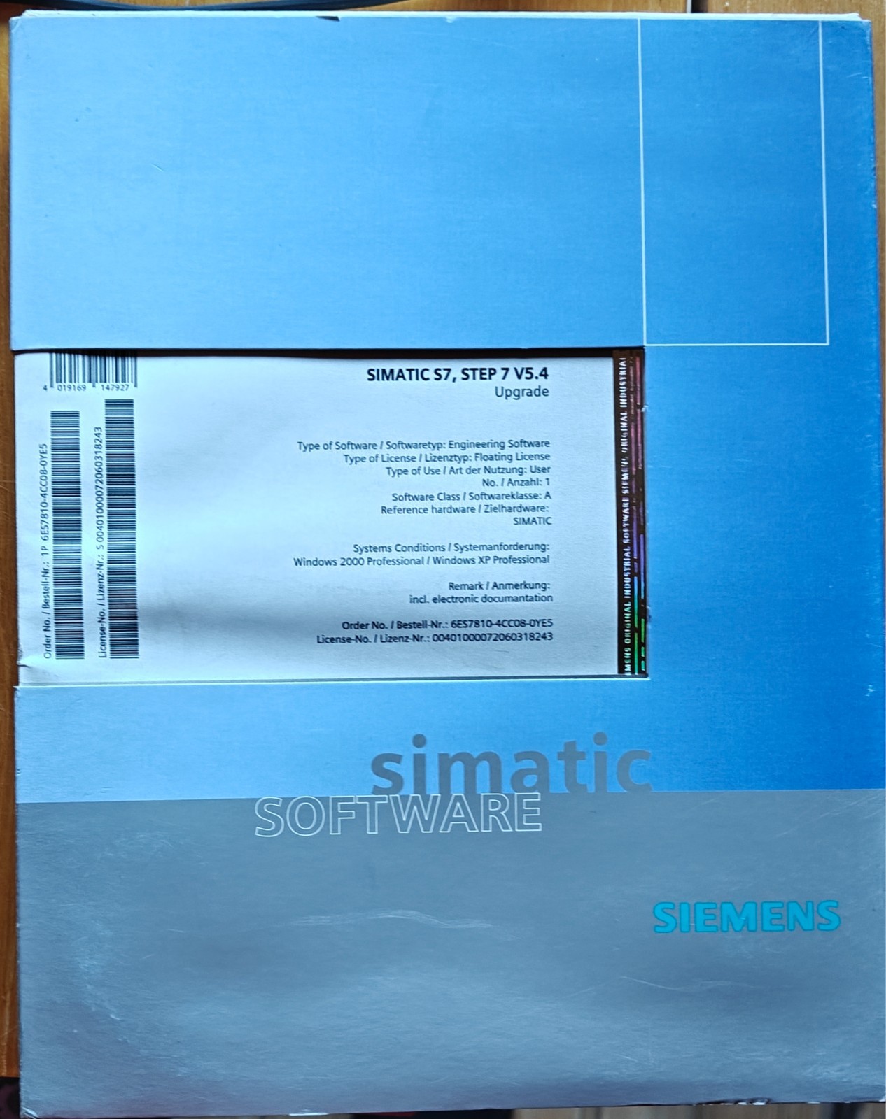 Siemens SIMATIC STEP 7 V5.4 Upgrade Floating License Original Media