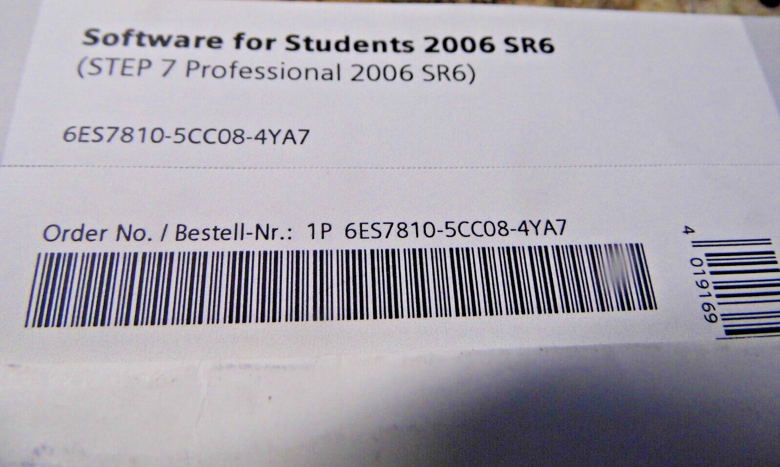 Siemens Step 7 Professional 2006 SR6 Simatic Software 6ES7810-5CC10 / 5CC08-4YA7