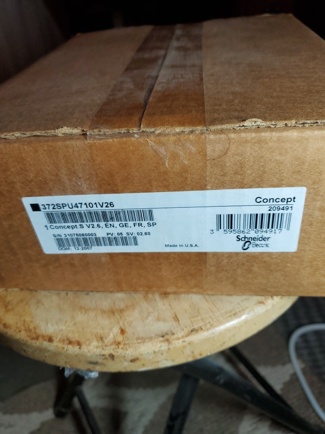 Schneider Electric 372SPU47101V26 Qty1 CONCEPT S V2.6 Software FACTORY SEALED