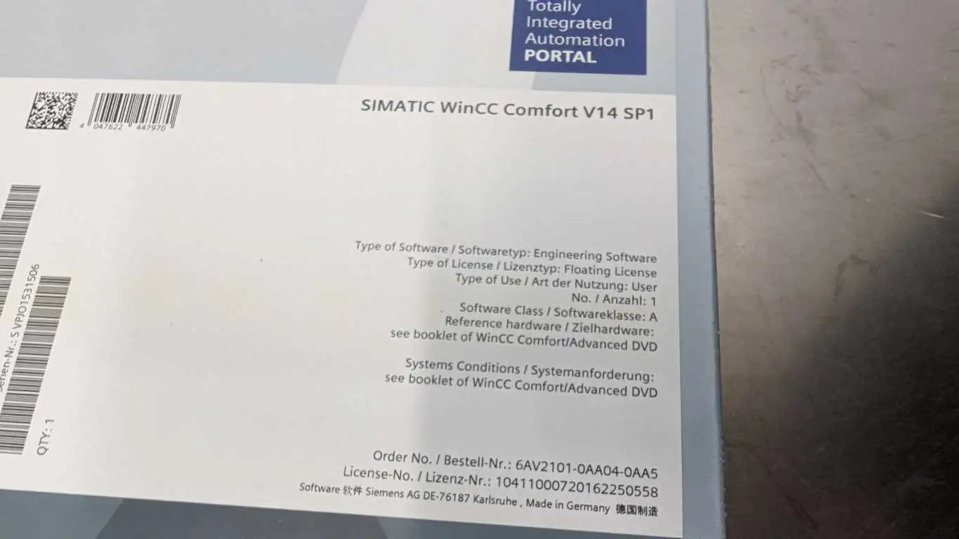 Siemens 6AV2101-0AA04-0AA5 SIMATIC WinCC Comfort V14 SP1 Factory Sealed
