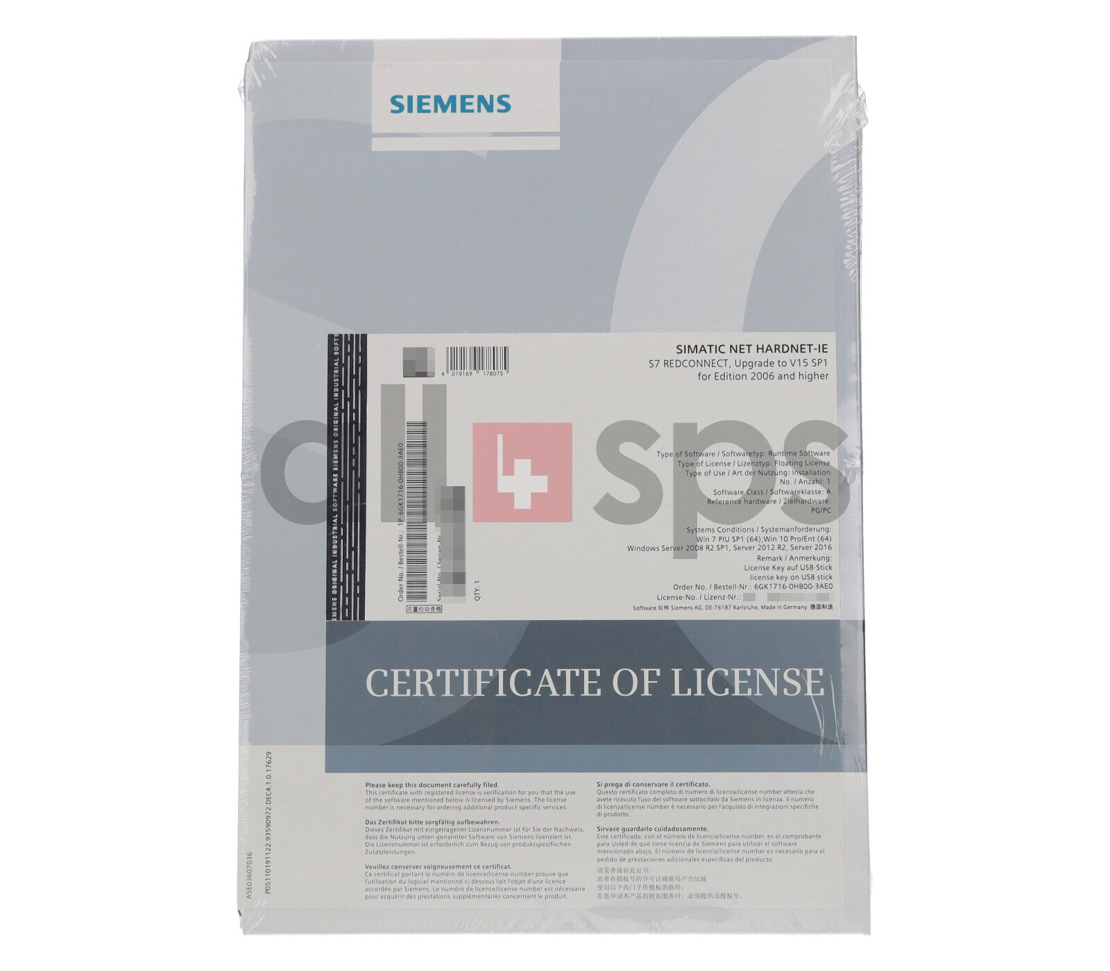 SIMATIC NET, S7-REDCONNECT UPGRADE V15 SP1, 6GK1716-0HB00-3AE0 (NS)