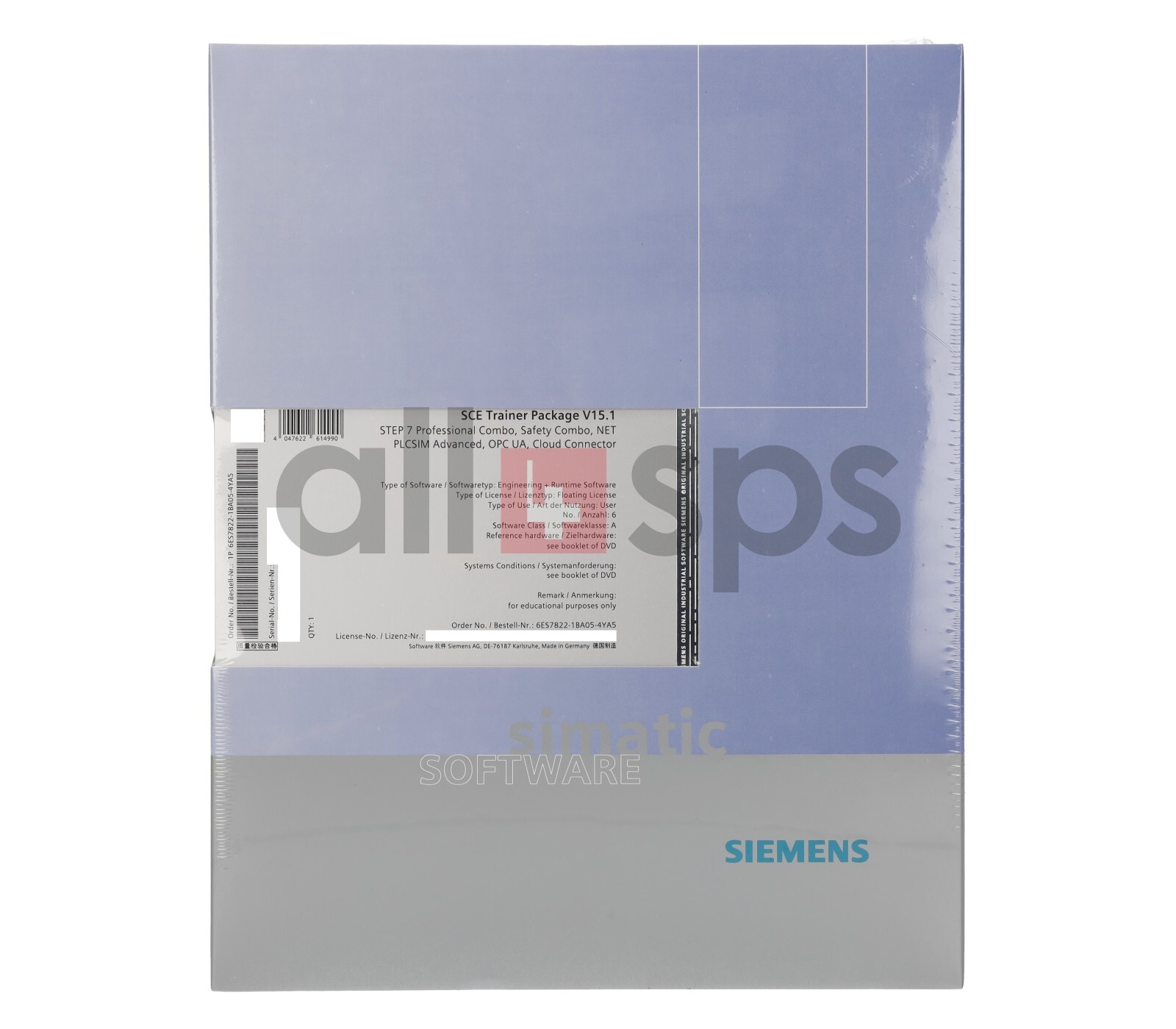 SIMATIC STEP7 PROFESSIONAL FOR 20 STUDENTS – 6ES7822-1BA05-4YA5 (NS)