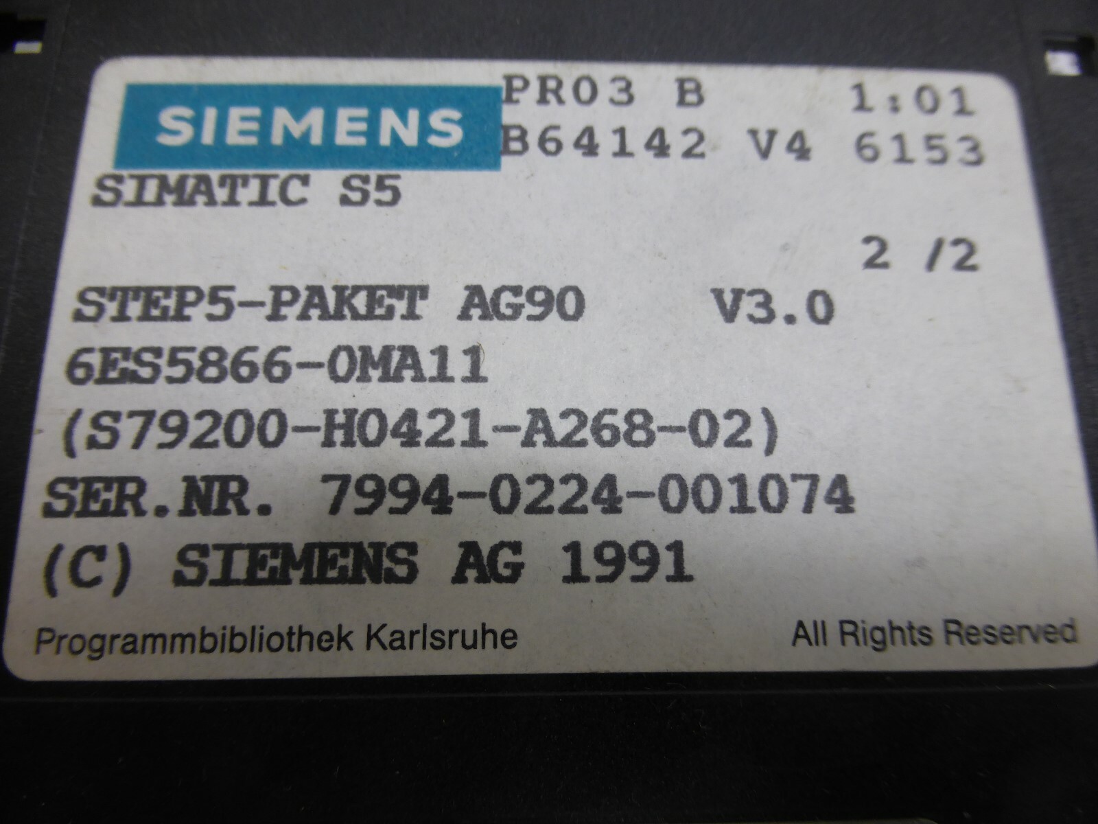 Siemens Simatic S5 STEP5 PACKAGE AG90 6ES5 866-0MA11