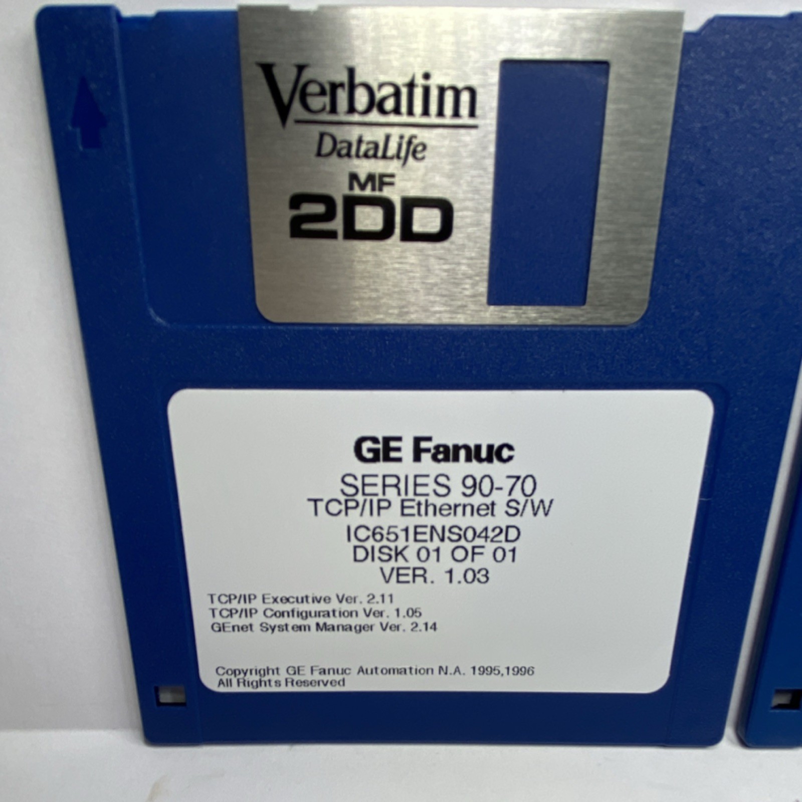 GE Fanuc Series 90-70 TCP/IP Ethernet Software IC651ENS042D V1.00 & V1.03 Disks