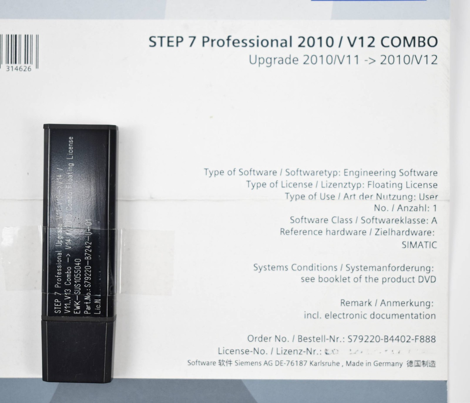 Siemens STEP 7 Professional 2010/V12 Combo 1P S79220-B4402-F888